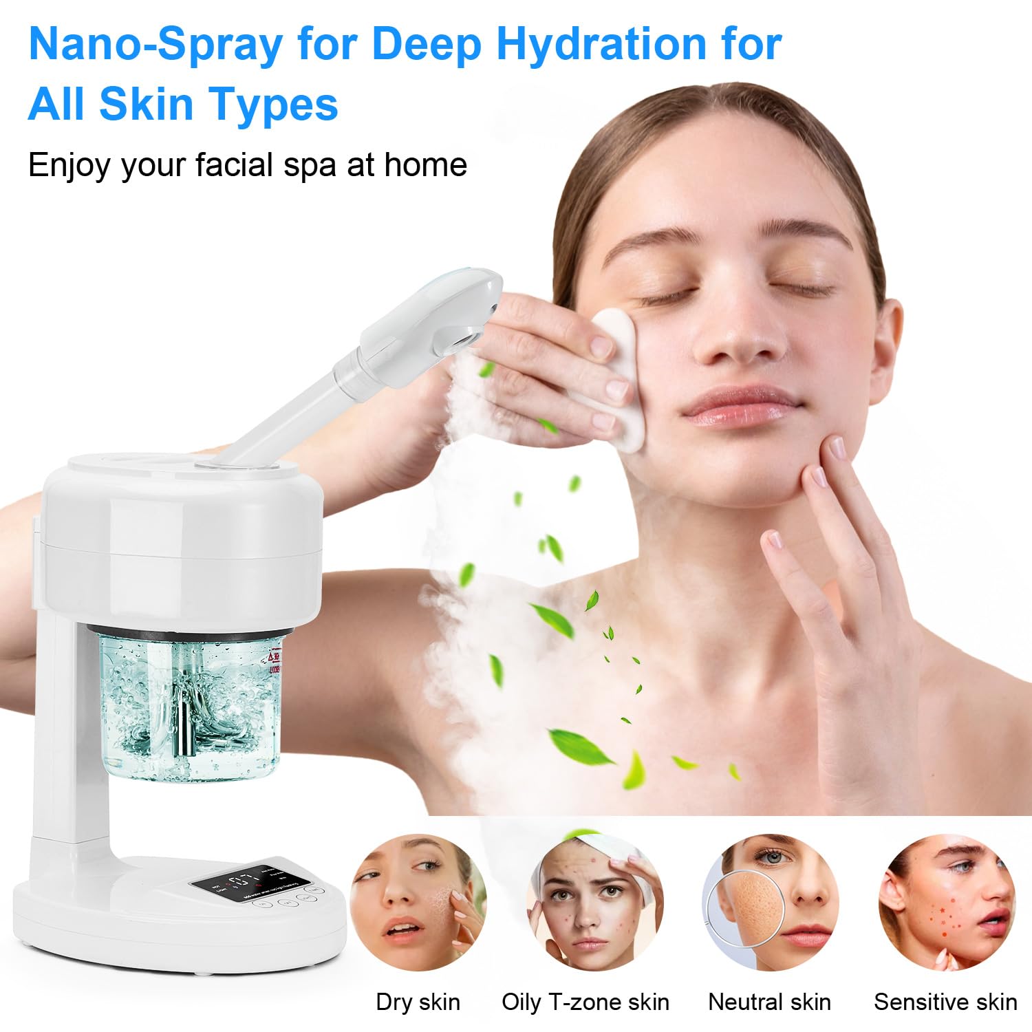 JOSTZHXIN Nano Ionic Facial Steamer with Extendable Arm & 360° Rotating Nozzle - Portable Home & Salon Face Steamer for Skin Hydration, Blackhead Removal & Spa Relaxation | Perfect for Facial Treatments, DIY Skincare & Professional Esthetician Use