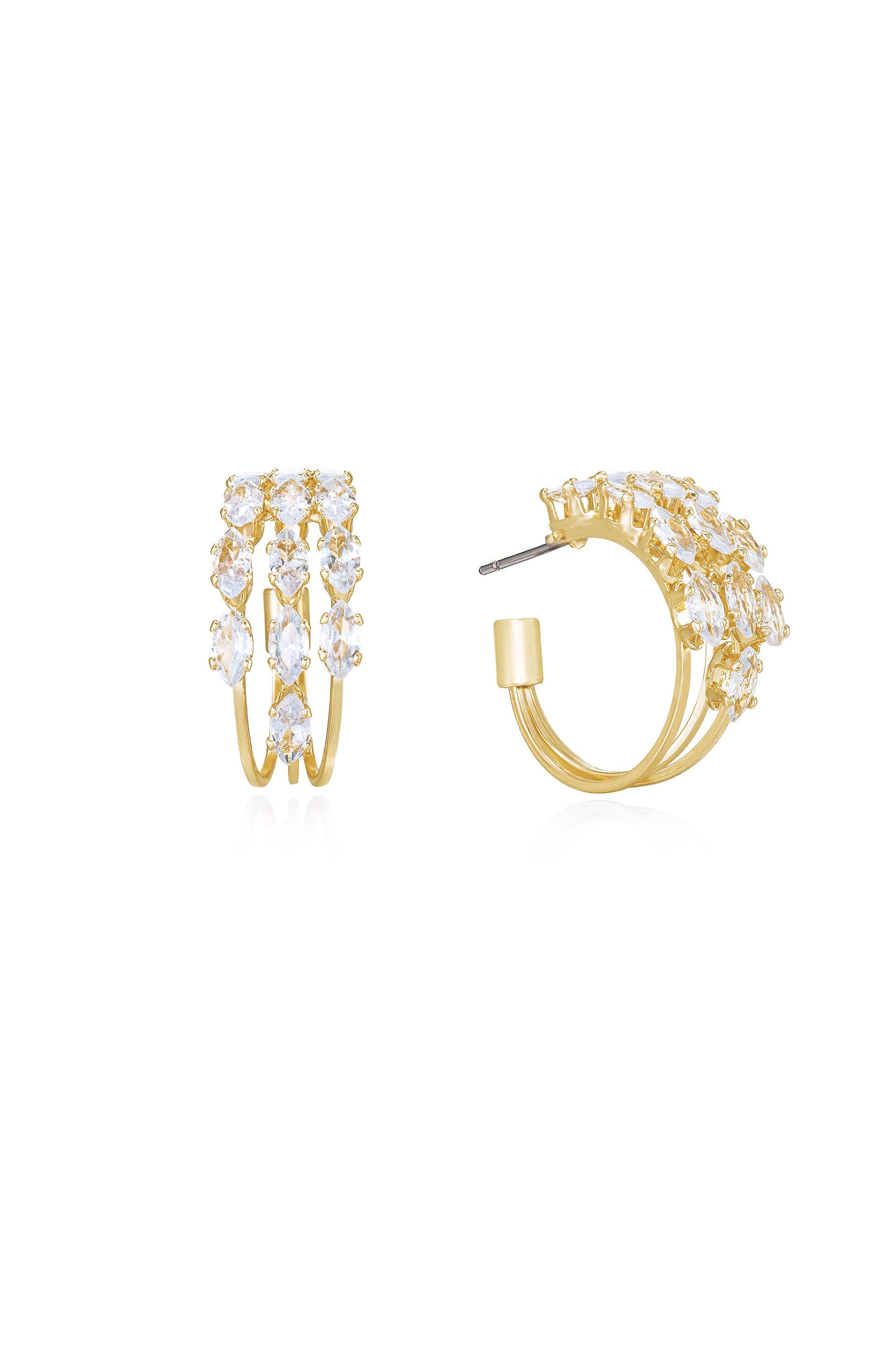 Multi Crystal Huggie Hoop Earrings for Women - Sparkling Cubic Zirconia Huggie Earrings for Everyday Wear & Special Occasions