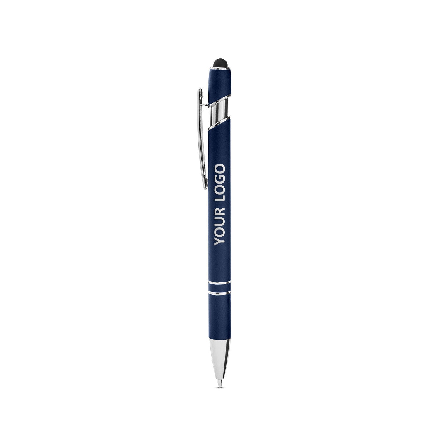 Core365 Rubberized Aluminum Click Stylus Pen for Touch Screens - Classic Navy Blue | Compatible with iPad, iPhone, Android Tablets & Smartphones | Perfect for Drawing, Note-Taking & Digital Signatures