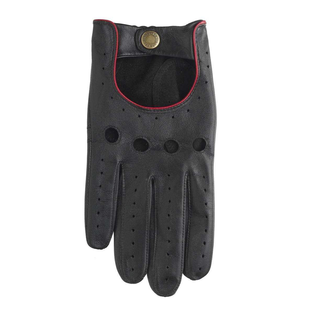 Men's Delta Leather Driving Gloves - Premium Red Genuine Leather Touchscreen Compatible for Sports Cars & Winter Driving