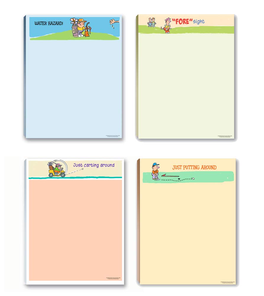 Funny Golf Notepads Set of 4 - Assorted Golf Theme Memo Pads | Perfect for Golf Lovers, Office Desk Notes & Gift Ideas