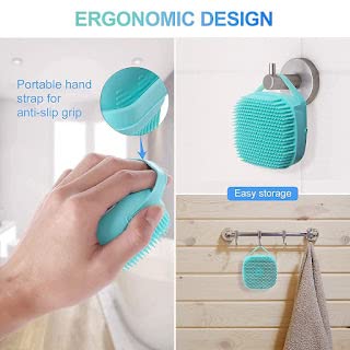 Hilosofy Silicone Soft Bath Body Brush with Shampoo Dispenser - Exfoliating Scrubber for Deep Cleaning & Gentle Massage - Perfect for Shower, Spa & Sensitive Skin Care