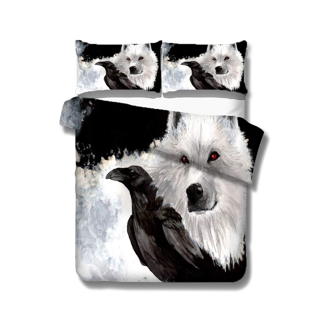 YUN-1 3-Piece Wolf King Bedding Set - Ultra HD Realistic Wolf Design, Soft Polyester Fiber, Easy Care for Teens & Kids - Fits Twin, Full, Queen, King, Cal King - Perfect for Kids' Rooms, Dorm Decor & Wildlife Themed Bedrooms