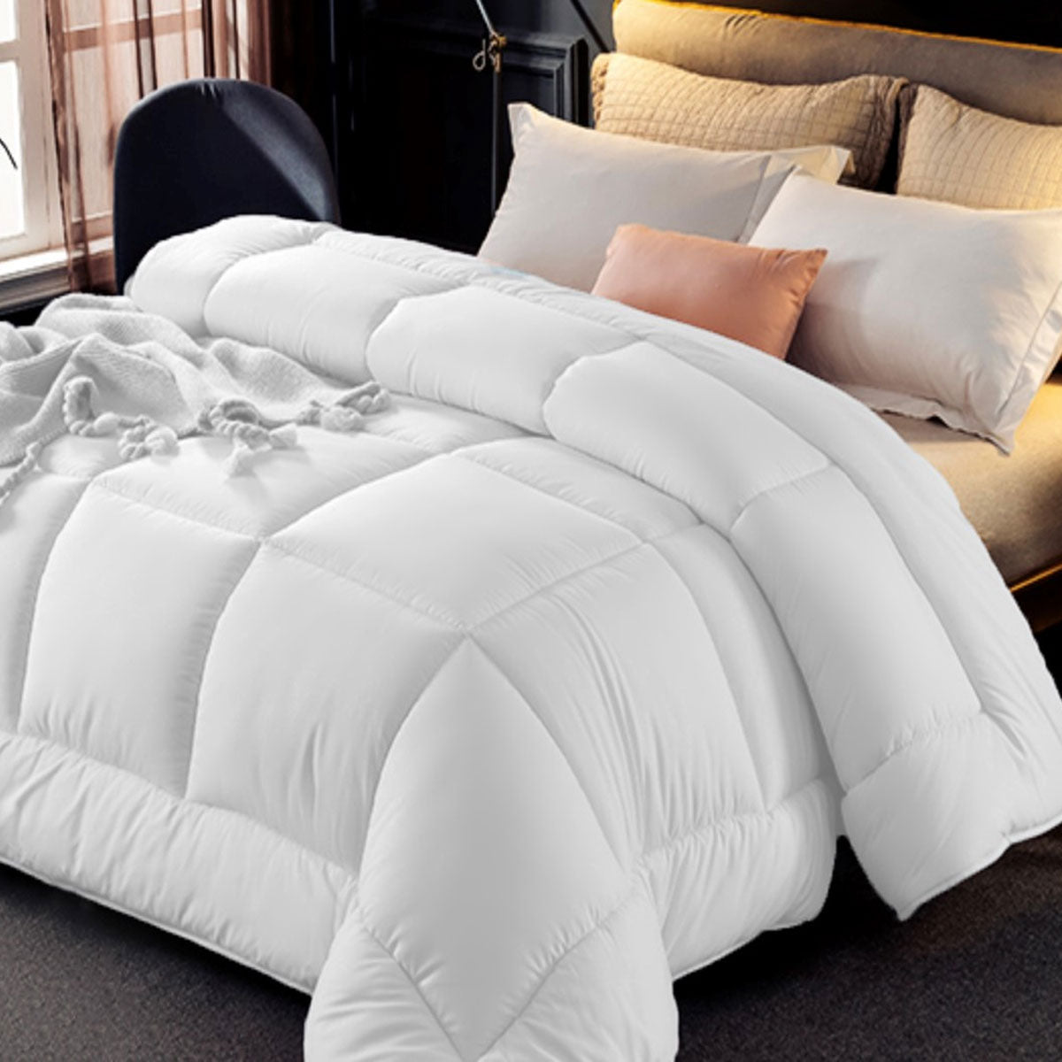 800GSM All-Season Antibacterial Microfiber Quilt Queen Size - Ultra Soft & Hypoallergenic Bedding for Year-Round Comfort - Perfect for Master Bedrooms, Guest Rooms & Cozy Nights