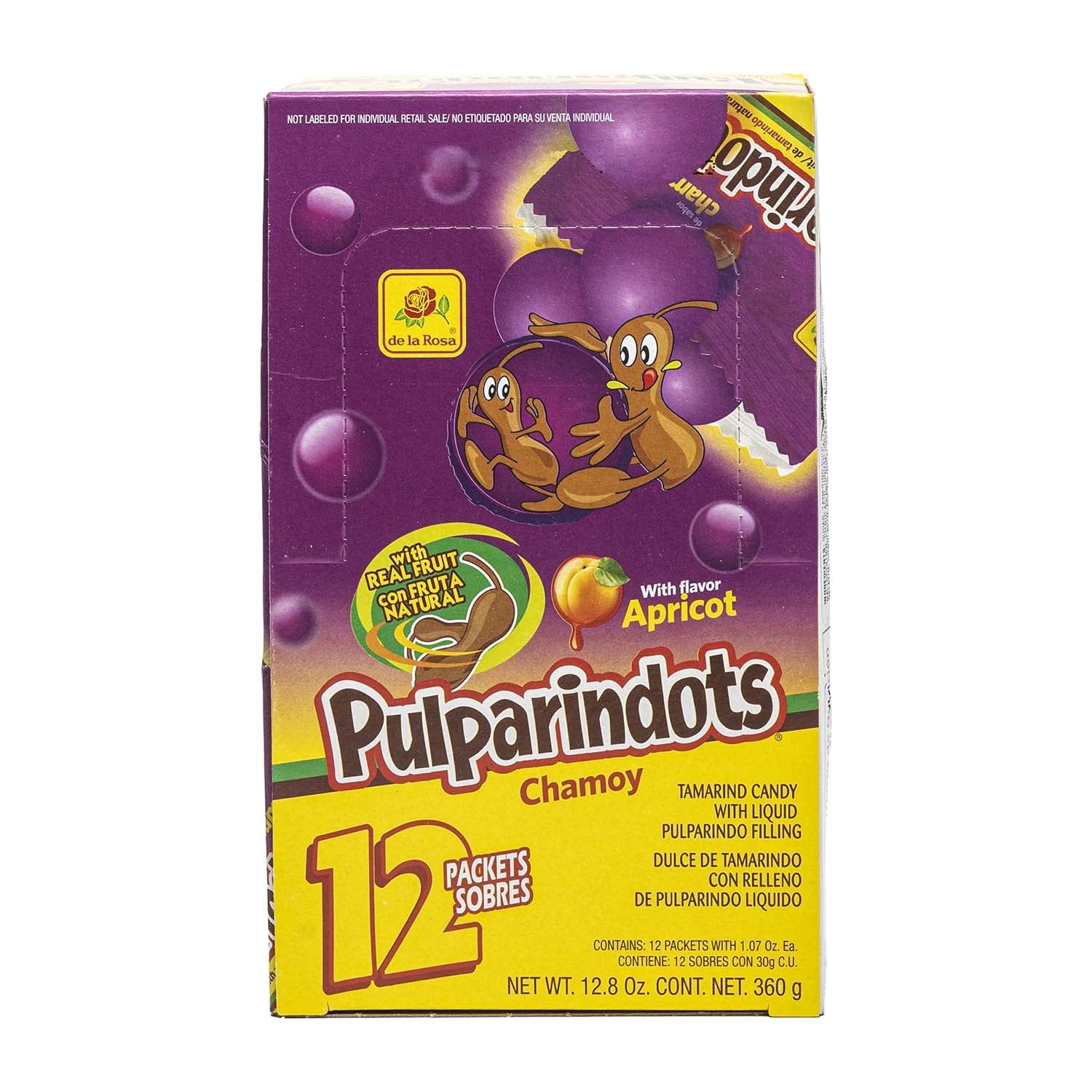 De La Rosa Pulparindo Dots Chamoy Candy - 12 Count Box | Mexican Tamarind & Chamoy Flavored Gummies - Perfect for Parties, Snacking & Mexican Candy Lovers
