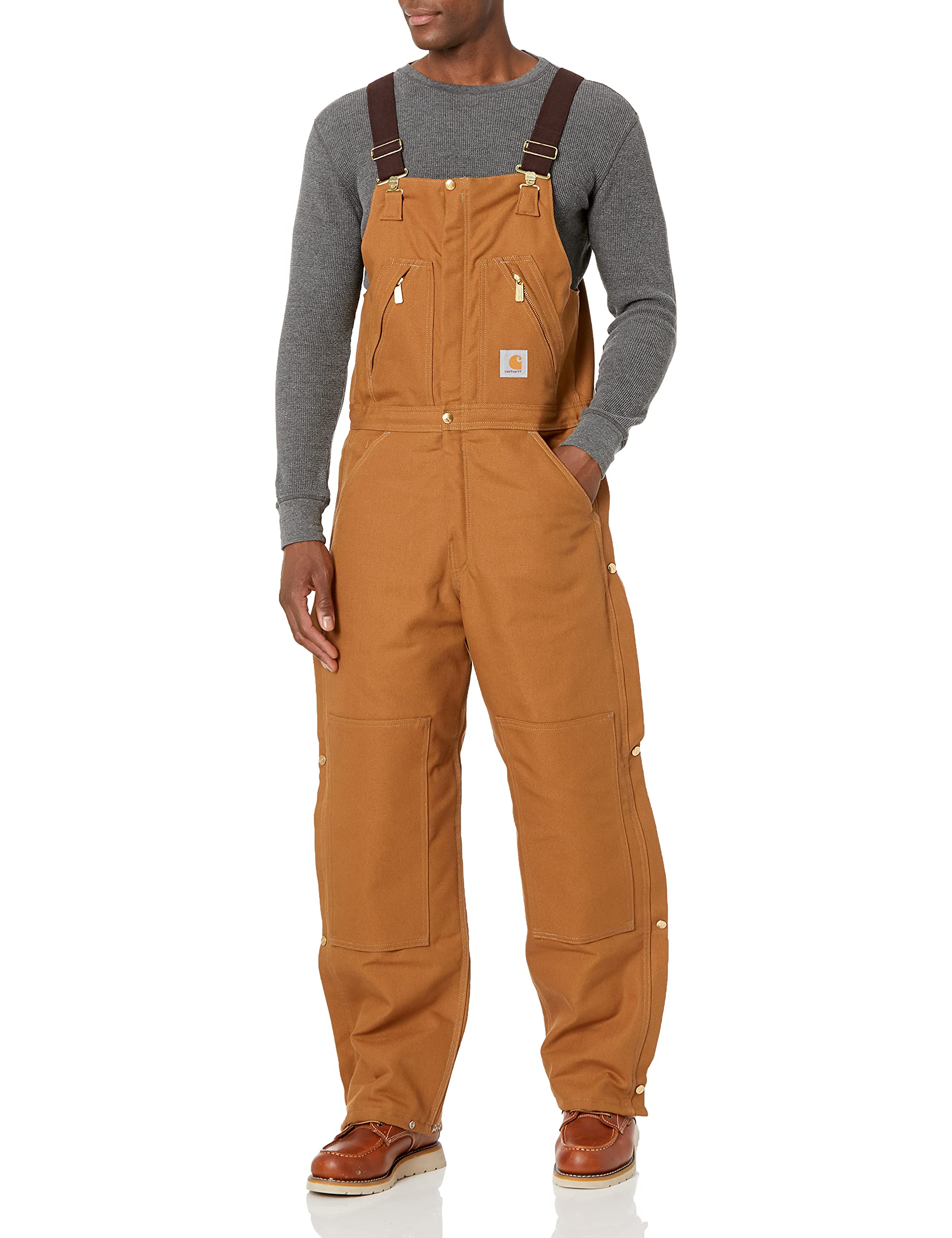 Carhartt Men's Quilt-Lined Zip-Front Bib Overalls R38 - Durable Workwear for Construction, Farming & Outdoor Activities