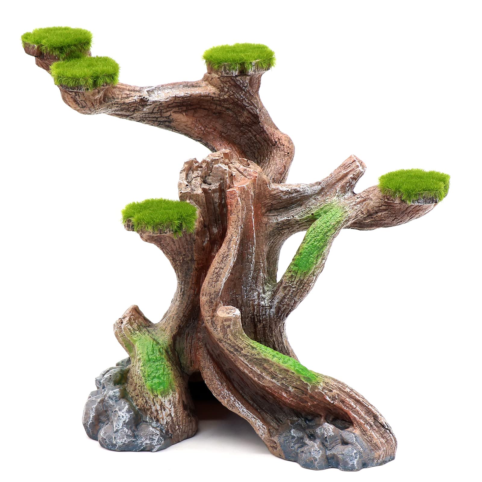 Natural Reptile Decor - Artificial Moss Resin Hollow Tree Trunk for Aquarium & Terrarium | Leopard Gecko Habitat Accessories | Fish Tank Rocks & Simulation Decor for Reptile Enclosures (Medium Size) - Perfect for Desert & Jungle Themed Vivariums
