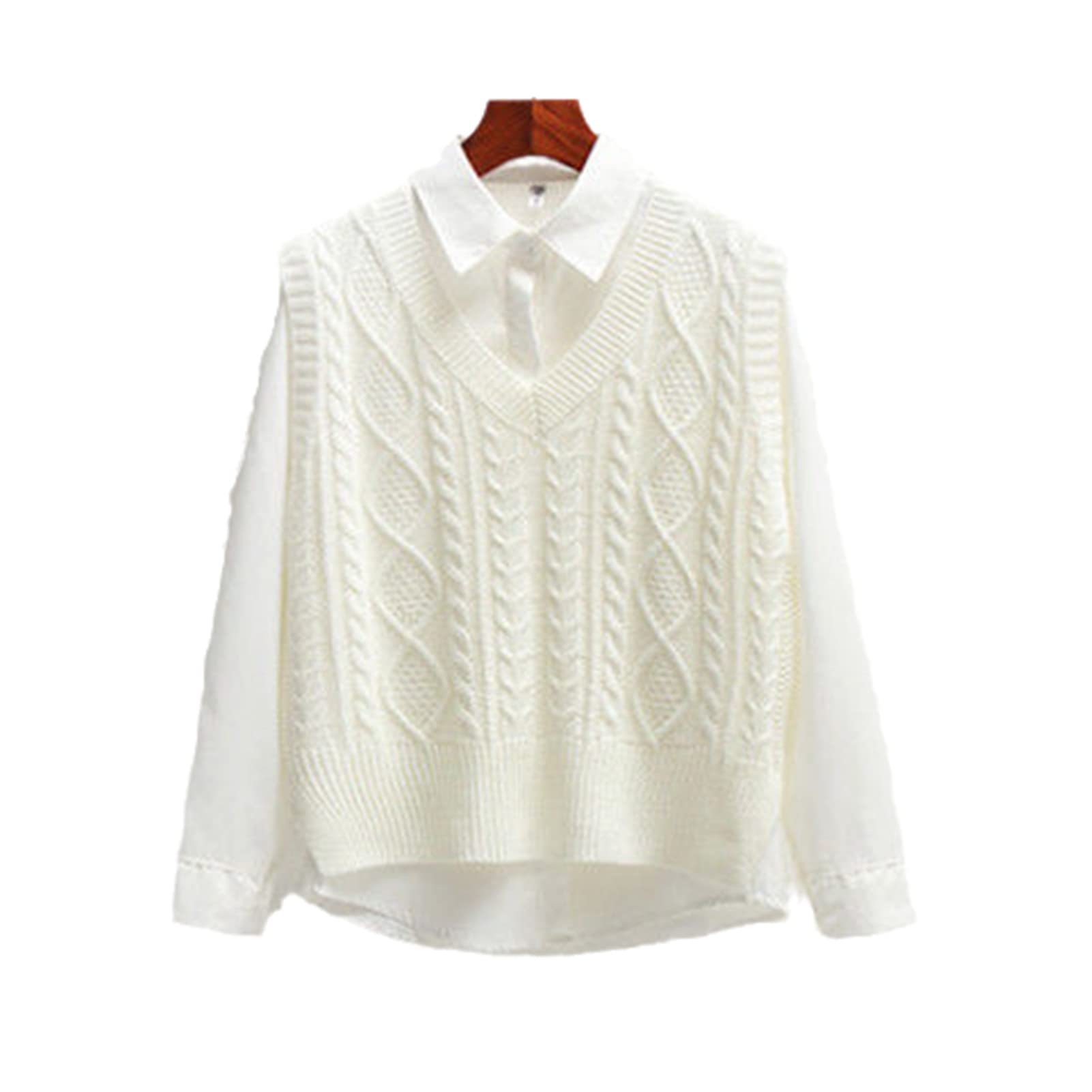 Korean Style Women's Sleeveless Knit Sweater Vest - V-Neck Pullover Jumper Top for Spring & Fall - Casual Outerwear for Work, Dating & Street Fashion