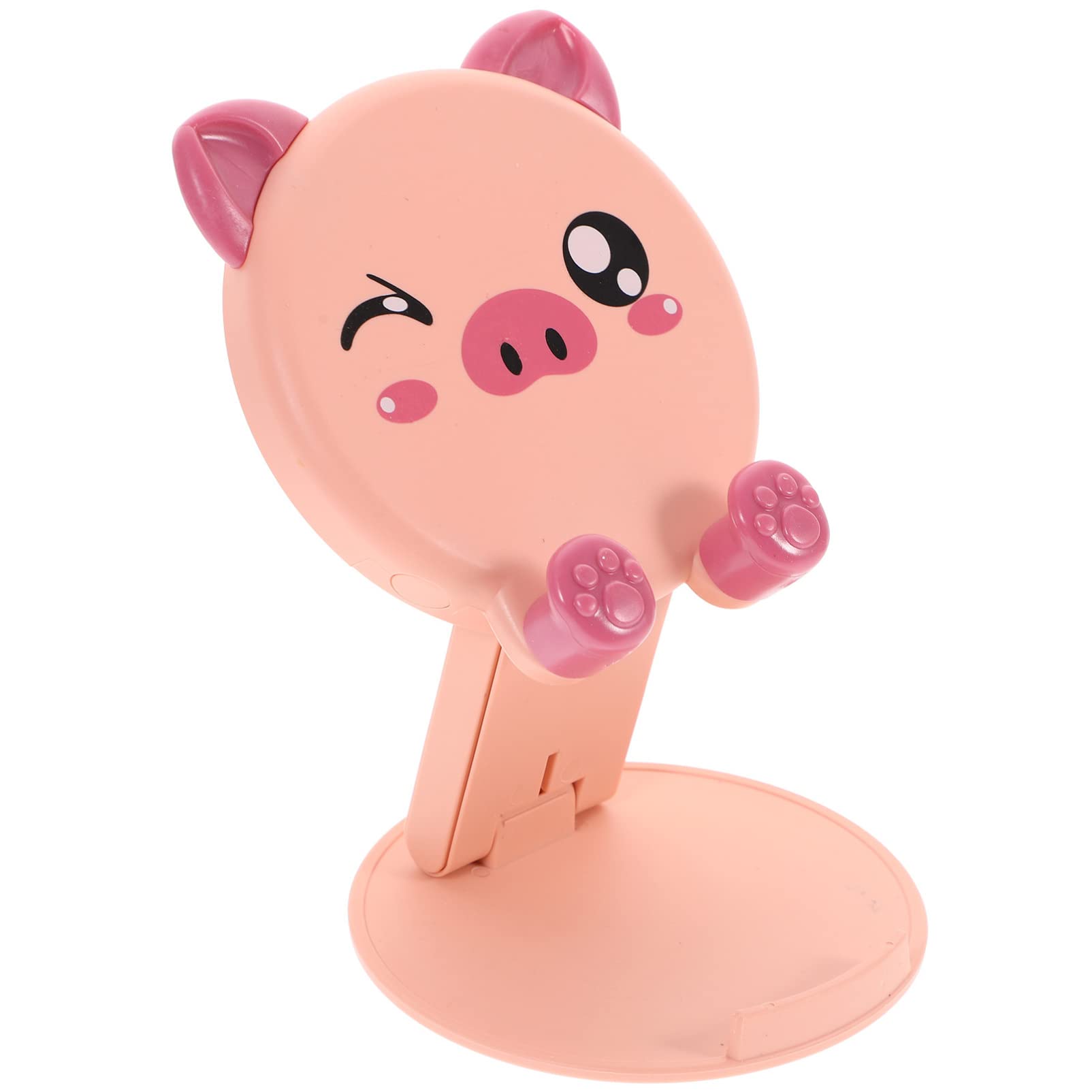 Adjustable Folding Phone Stand with Pig Design - Universal Desktop Cell Phone Holder & Tablet Stand for iPhone, Samsung, Google Pixel - Perfect for Home Office, Bedside, Kitchen Counter & Video Watching