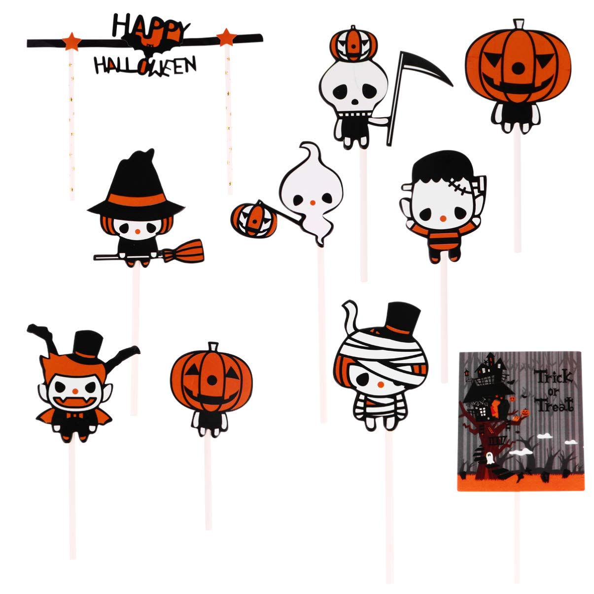 5 Sets Halloween Cupcake Toppers - Pumpkin & Cartoon Jack Cake Decorations for Kids Party Desserts | Spooky Baking Supplies for Halloween Celebrations, Birthday Parties & Classroom Treats
