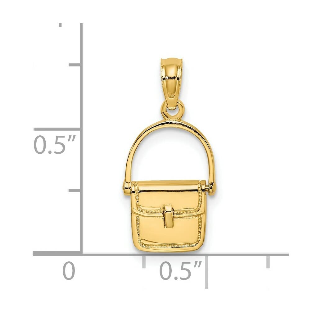 Lex & Lu 14k Yellow Gold 3D Polished Purse Charm - Elegant Handbag Accessory for Women's Luxury Bags & Wallets | Perfect Gift for Fashion Lovers