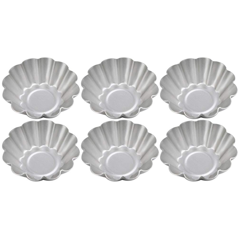 6-Piece Flower Shape Egg Tart Molds - Reusable Metal Tartlet & Cupcake Baking Pans for Muffins, Tarts & Pastries | Perfect for Home Baking, Party Desserts & Holiday Treats