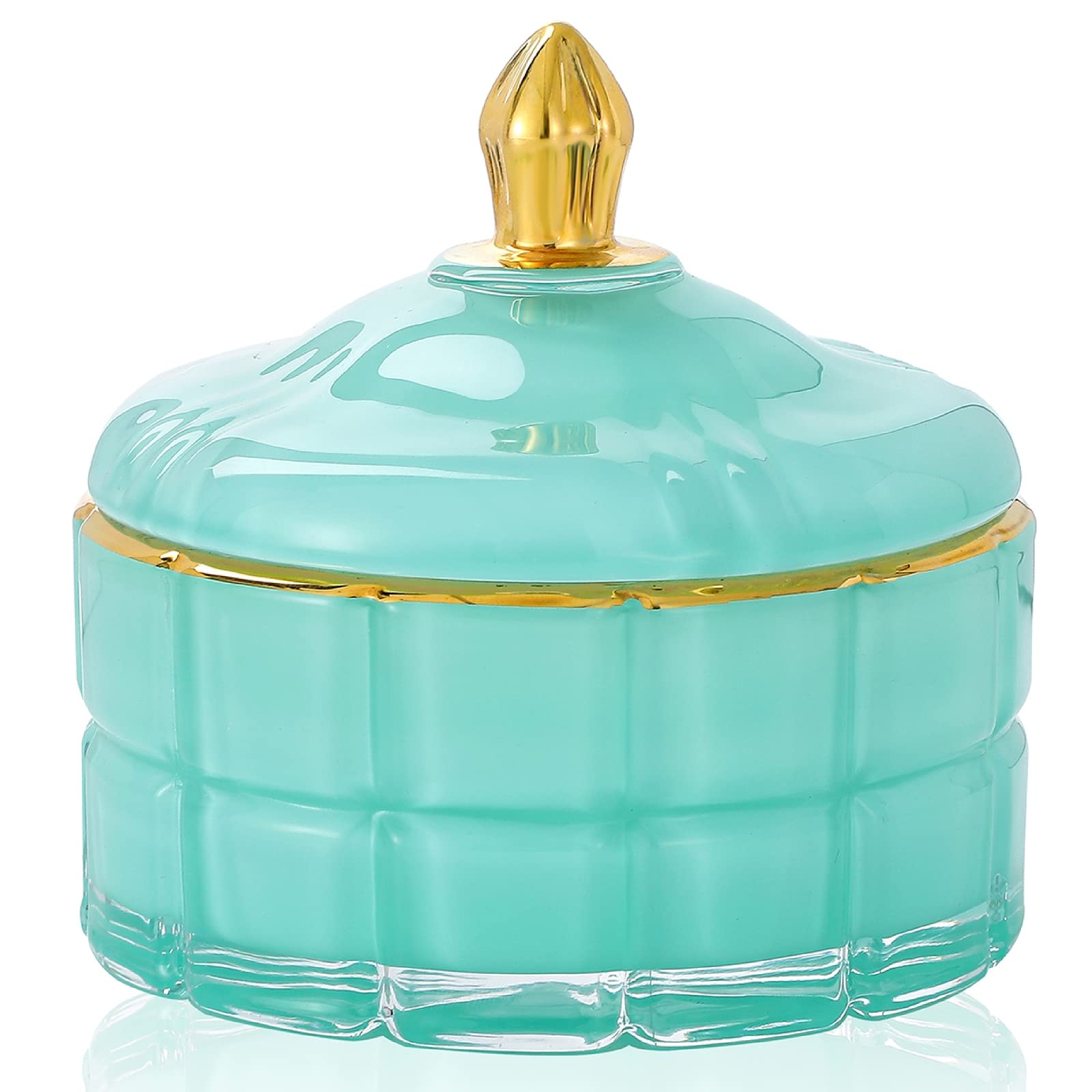European Style Glass Storage Jar with Lid - Diamond Cut Candy Dish & Jewelry Organizer (3.94
