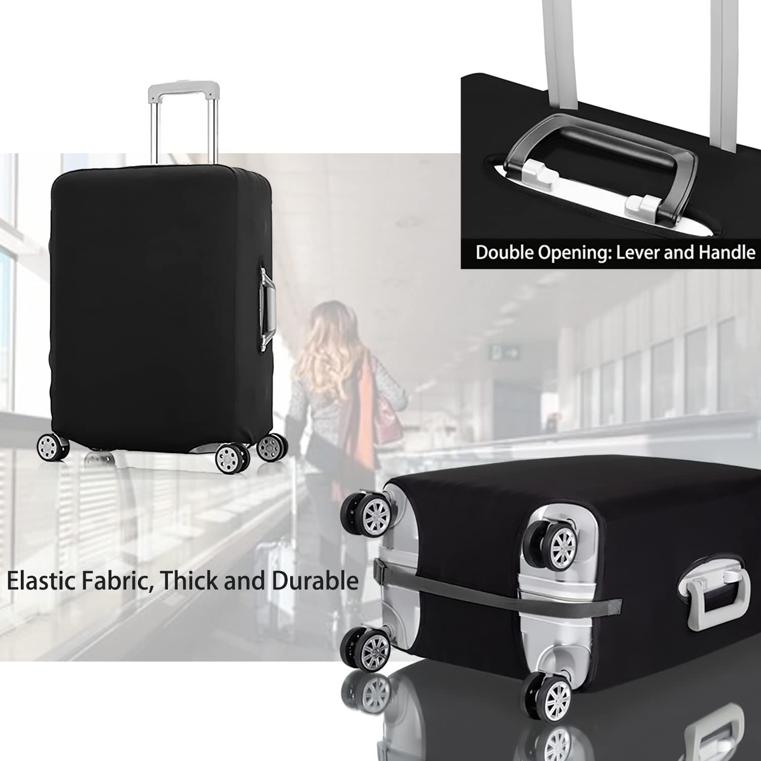 GANNEPIE Black Printed Luggage Cover for 22-25 Inch Suitcases - Waterproof Travel Bag Protector for Airplane, Train & Bus Trips
