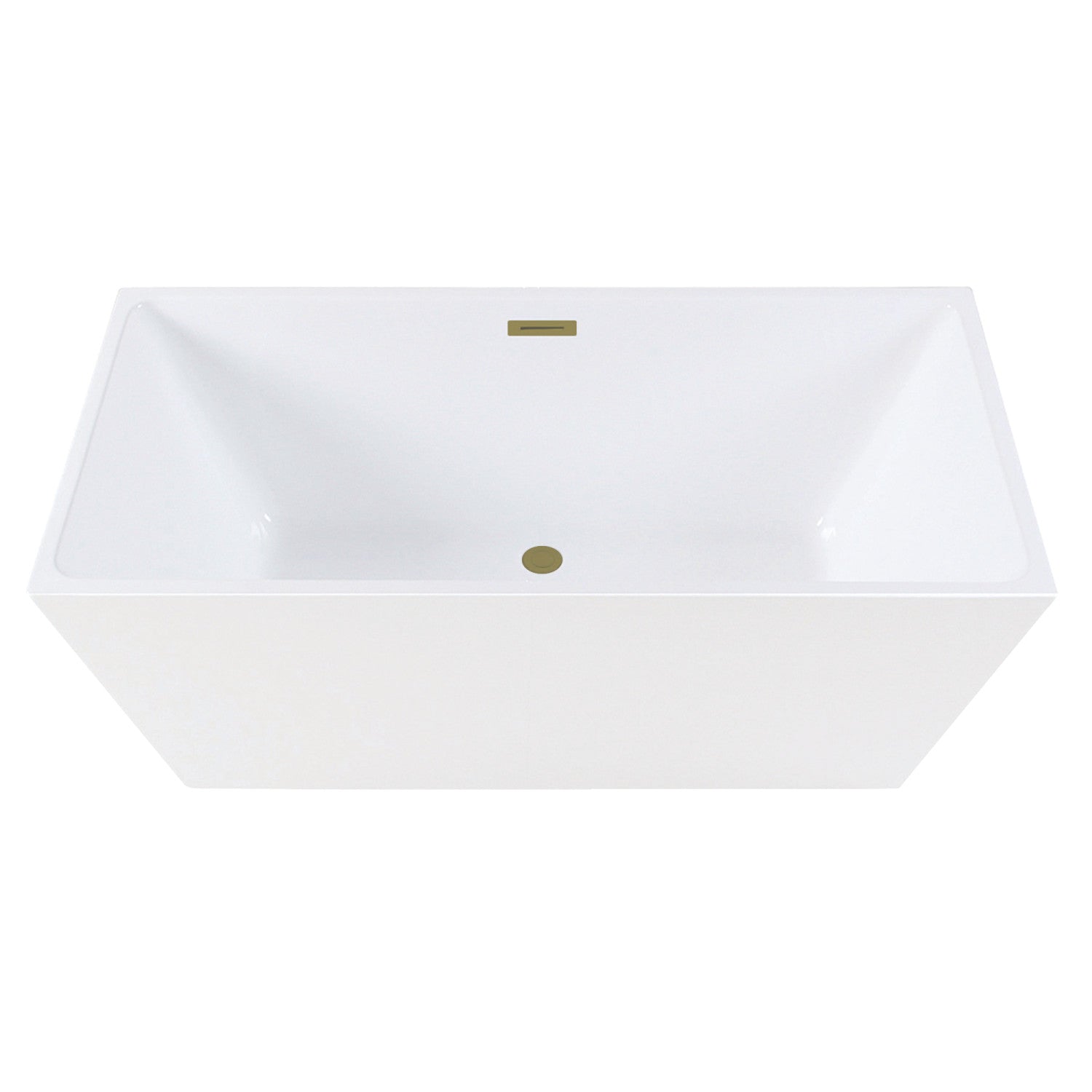 Aqua Eden 59 Inch Acrylic Freestanding Bathtub - Rectangular Double Ended Soaking Tub with Drain, Glossy White & Brushed Brass Finish | Perfect for Master Bathroom, Spa Retreat & Luxury Home Renovation