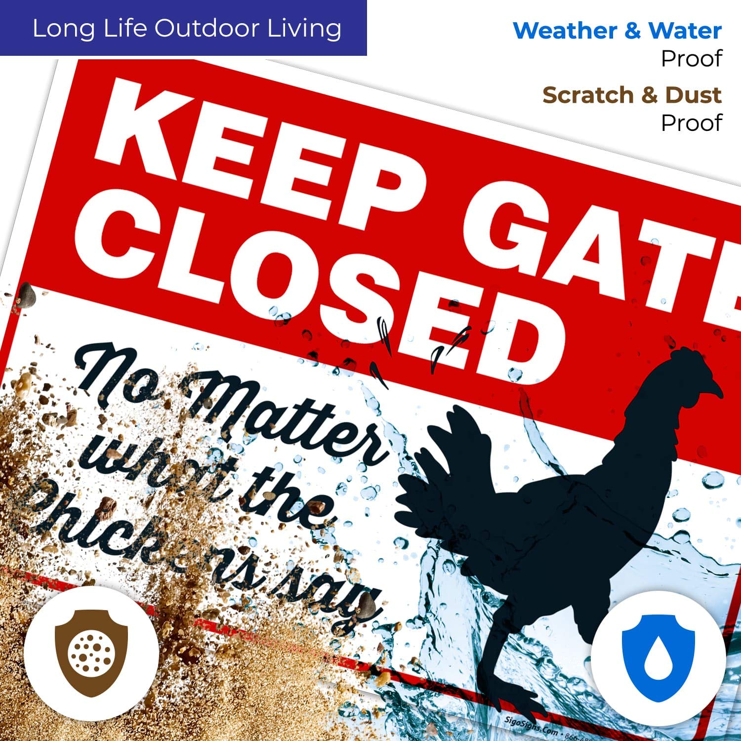 Funny Chicken Coop Sign - 'Keep Gate Closed No Matter What The Chickens Say' - 10x7 Rust-Free Aluminum, Weatherproof & Fade-Resistant - Easy Mounting for Indoor/Outdoor Use - Made in USA - Perfect for Farmhouse Decor, Backyard Poultry Keeping & Humorous Gift Ideas