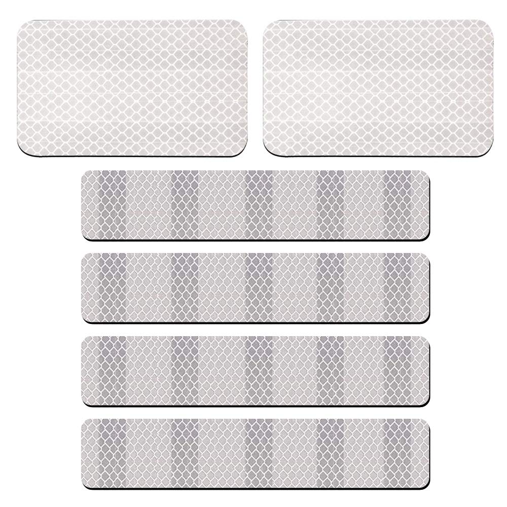 6 Pack High Visibility Reflective Hook and Loop Fastener Patches for Safety Vests, Jackets, and Bags - White