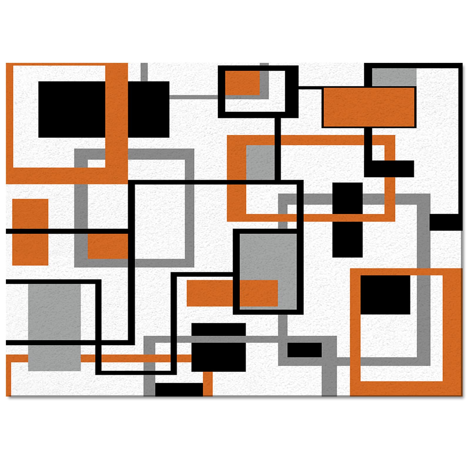 Orange Geometric Area Runner Rug 3'x5' - Washable Indoor Outdoor Carpet for Kitchen, Living Room, Bathroom, Bedroom | Retro Modern Abstract Mid-Century Design Floor Mat - Perfect for Entryway, Laundry Room & Classroom Decor