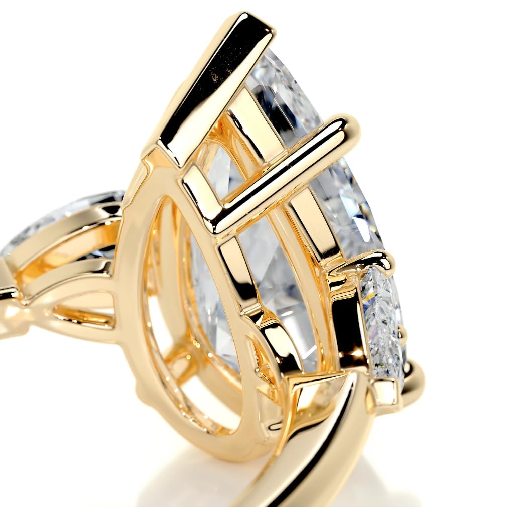4 CT Pear Moissanite Three Stone Wedding Ring for Women - Handmade Bridal Engagement Ring in Sterling Silver, 10K/14K/18K Solid Gold - Elegant Anniversary Promise Gift for Her - Perfect for Proposals, Weddings & Romantic Occasions