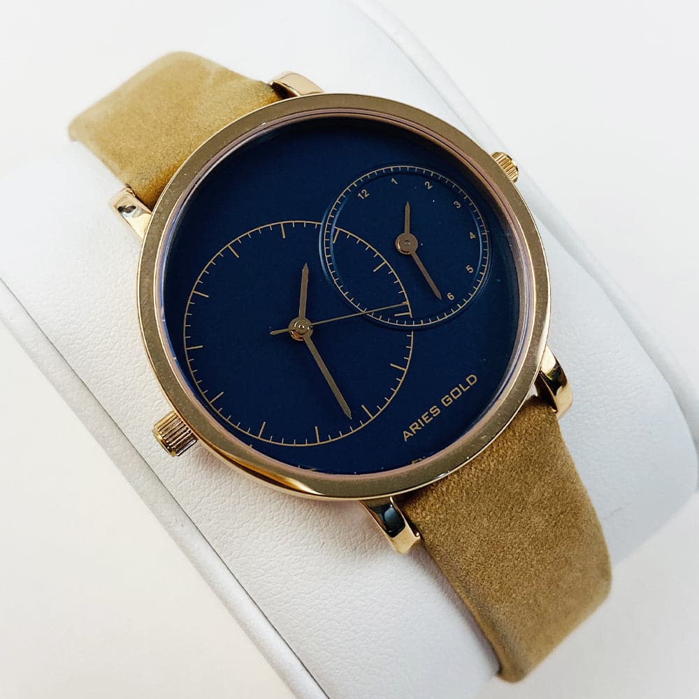 ARIES GOLD WANDERER Rose Gold Stainless Steel Women's Watch with Brown Leather Strap - Perfect for Everyday Wear, Office & Special Occasions