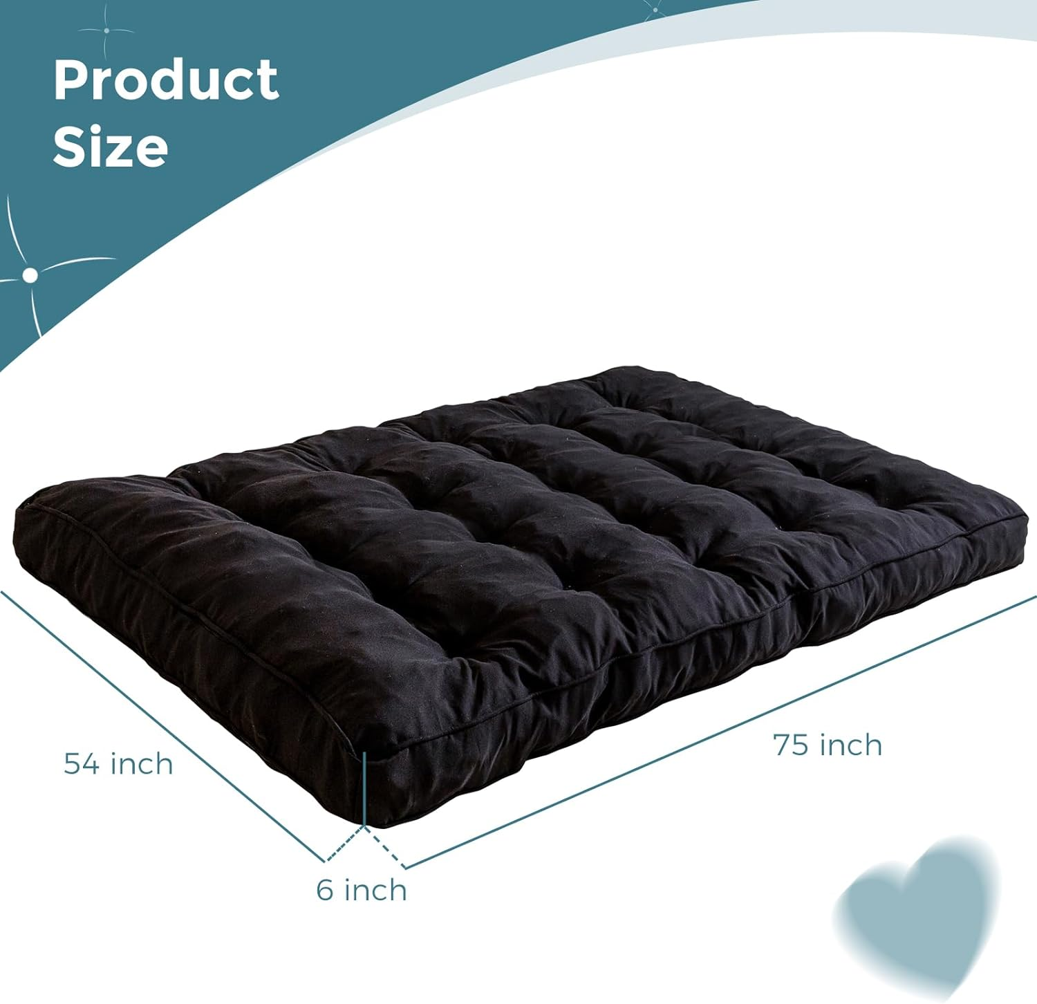 MAXYOYO 6-Inch Thick Futon Mattress with Shredded Foam Filling - Medium Firm Support for Sofa Bed & Couch (Black) | Perfect for Guest Rooms, Small Apartments & Dorm Rooms