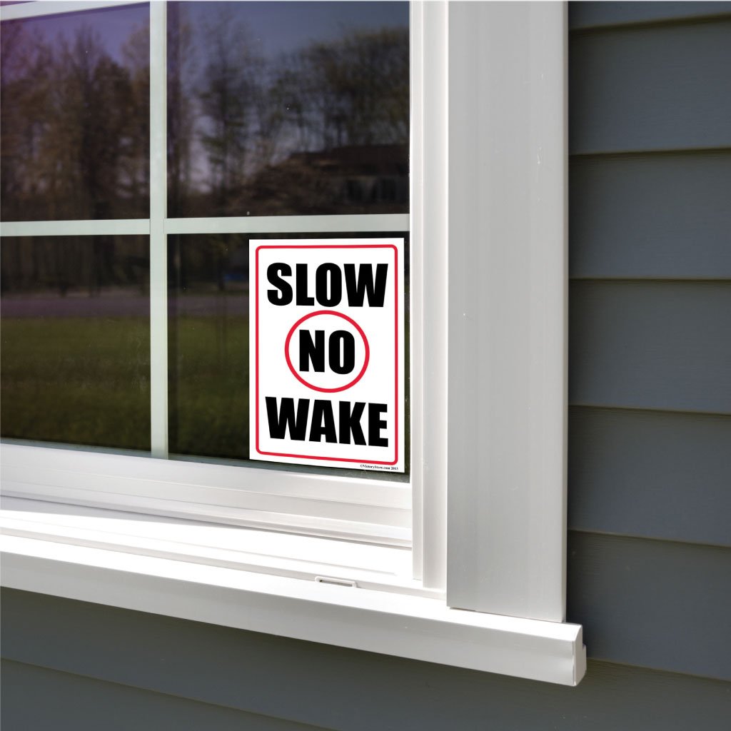 VictoryStore Slow No Wake Vinyl Stickers - 6x9 Inch Boat Decals (Set of 2) for Kayak, Canoe & Marine Safety - Waterproof Outdoor Stickers for Dock Signs & Boating Accessories