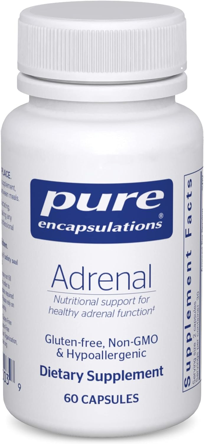 Pure Encapsulations Adrenal Support Supplement - 60 Capsules for Stress Relief & Energy Boost | Supports Healthy Cortisol Levels | Ideal for Busy Professionals & Students