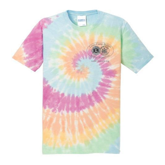 Lions Camp Badger Tie Dye T-Shirt with Black Logo - Soft Cotton Graphic Tee for Men & Women - Perfect for Camping, Music Festivals & Casual Wear
