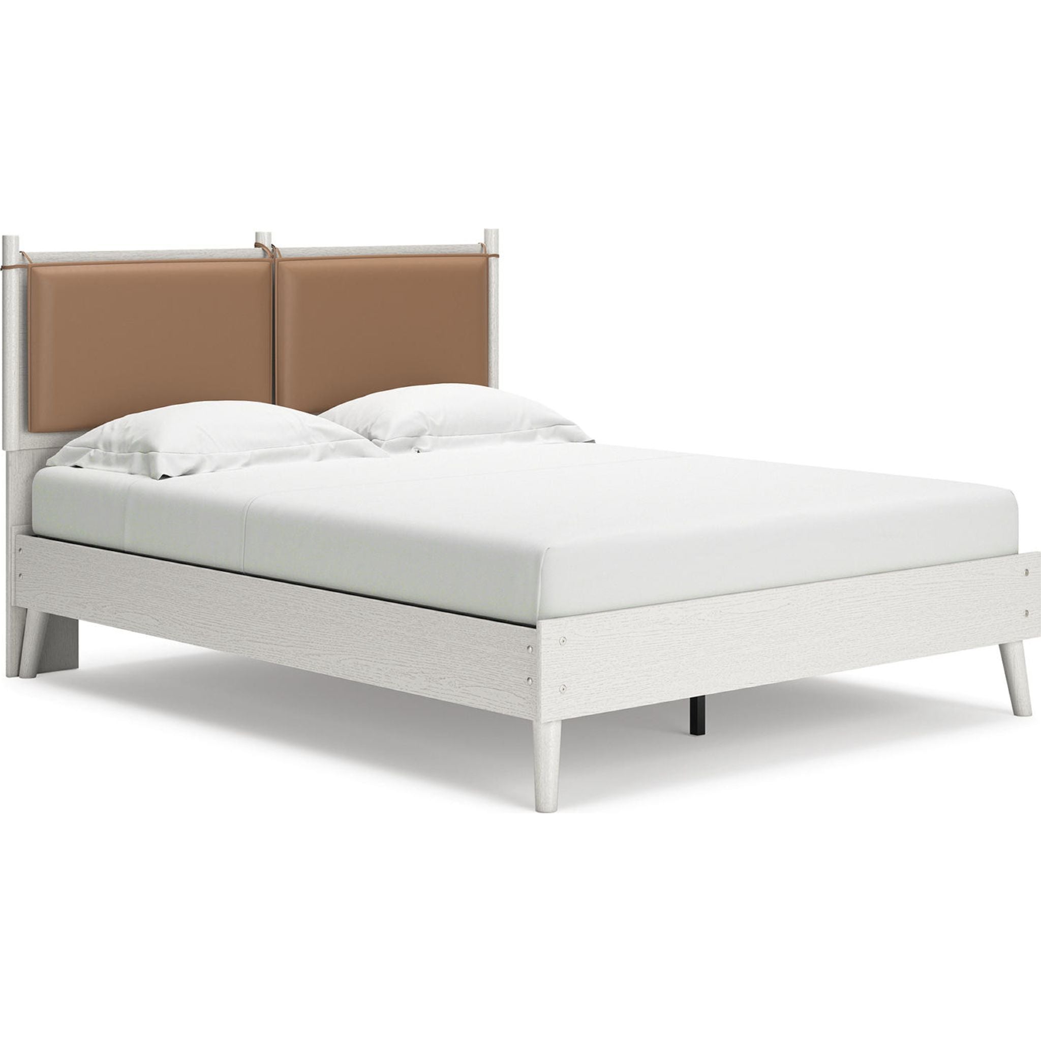 Aprilyn Queen Panel Bed - White Wooden Frame with Upholstered Headboard - Perfect for Master Bedroom, Guest Room & Modern Home Decor
