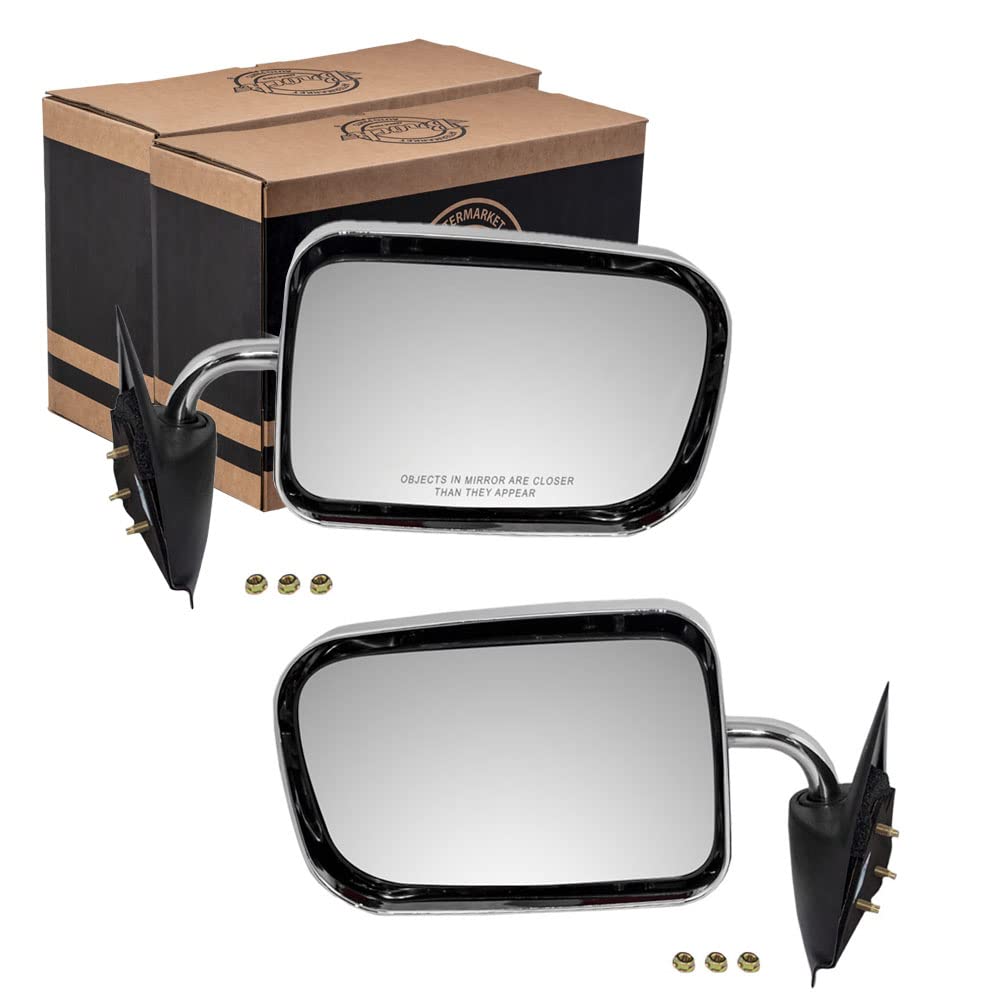 6x9 Standard Mount Chrome Manual Side View Mirrors - Replacement for Dodge Pickup Truck (Fits Models 55022241 & 55022240) | Driver & Passenger Mirrors | Durable Auto Accessories for Improved Road Visibility & Safe Driving