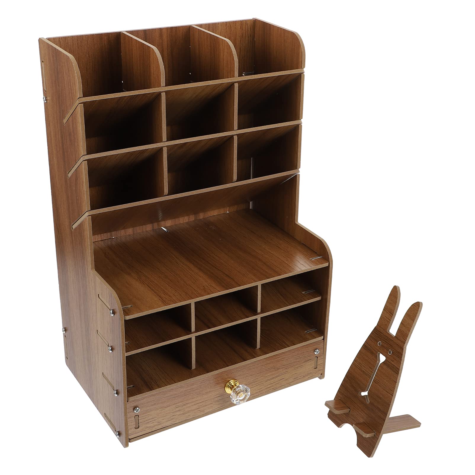 EXCEART Wooden Desktop Organizer Set - Vintage Style Drawer Storage Box for Pens, Cosmetics & Office Supplies | Perfect for Home, Office & Workspace Organization