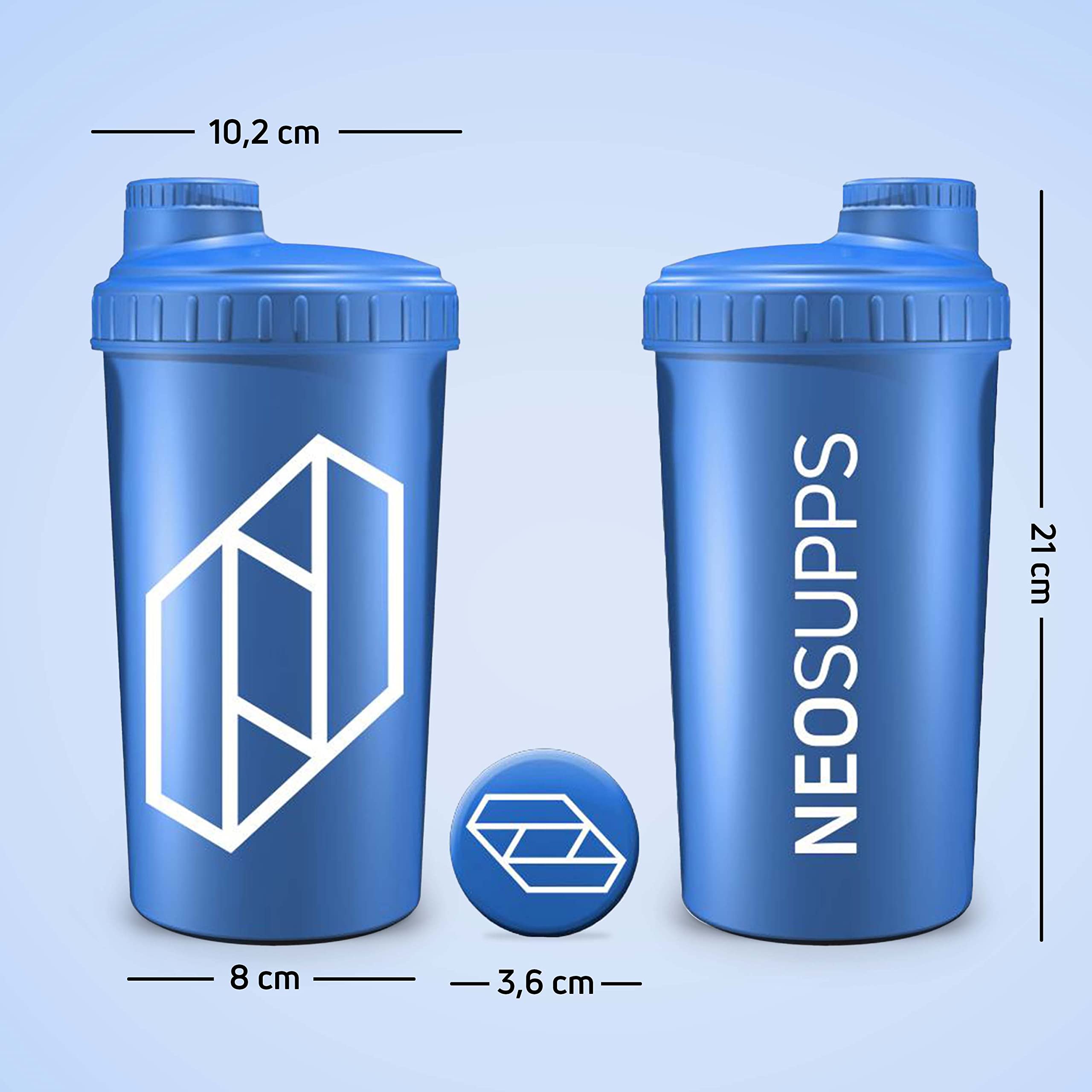Premium Neosupps Protein Shaker Bottle - 700ml Leak-Proof Gym & Fitness Shaker Cup for Protein Powder, Pre-Workout & Smoothies - Ideal for Bodybuilding, Weight Loss & Post-Workout Recovery - Blue