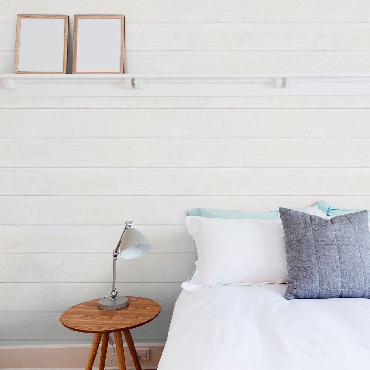 White Ivory Faux Shiplap Peel and Stick Wallpaper - Self-Adhesive Removable Wallpaper for Bedroom, Living Room, Kitchen & Bathroom - Easy DIY Home Decor (Style 7727)
