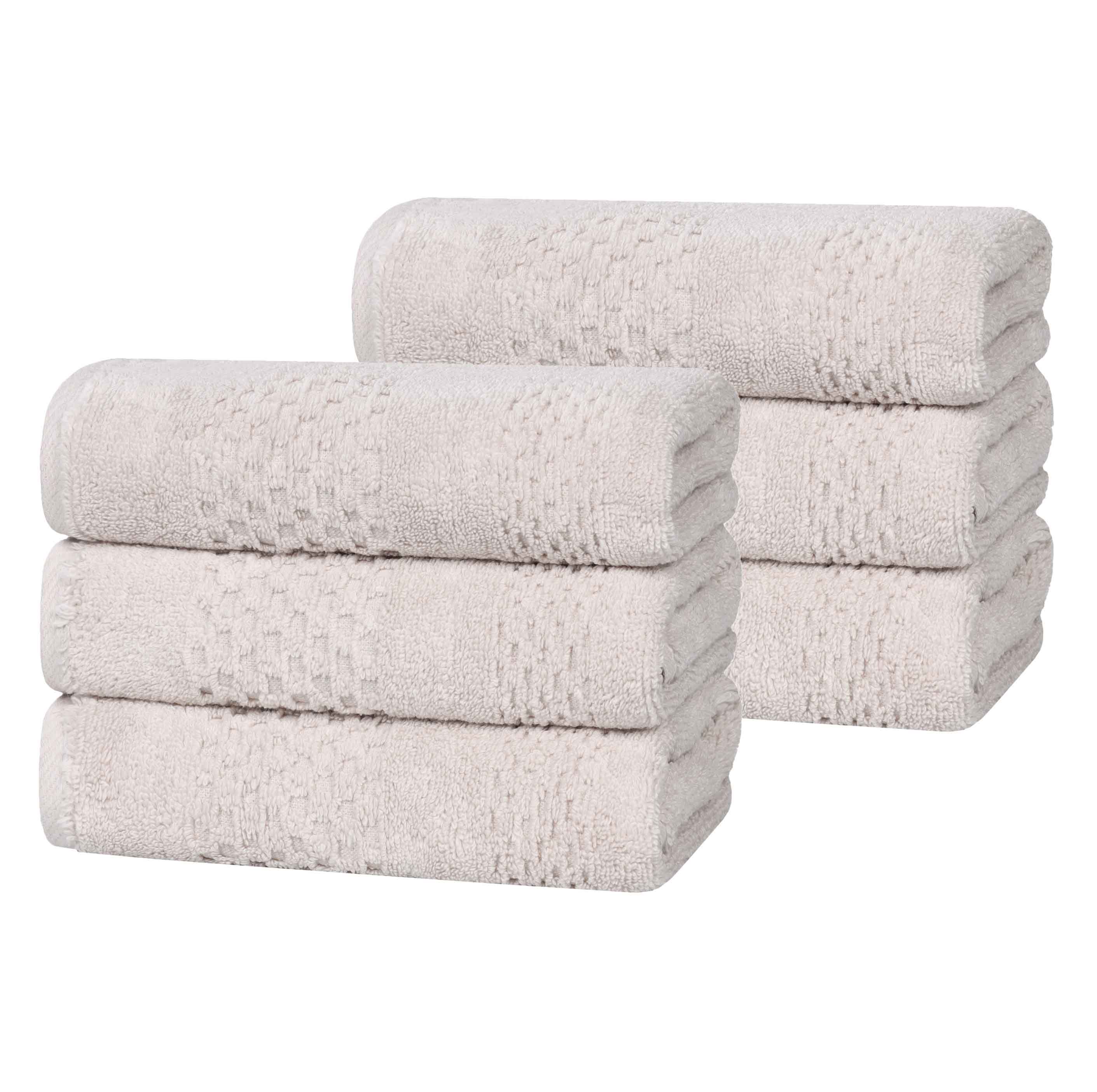 Premium 100% Cotton Waffle Weave Hand Towels - Ultra Absorbent & Soft Bath Towel Set of 6 for Kitchen, Bathroom & Spa - Zero Twist Playa Solid Textured Towels