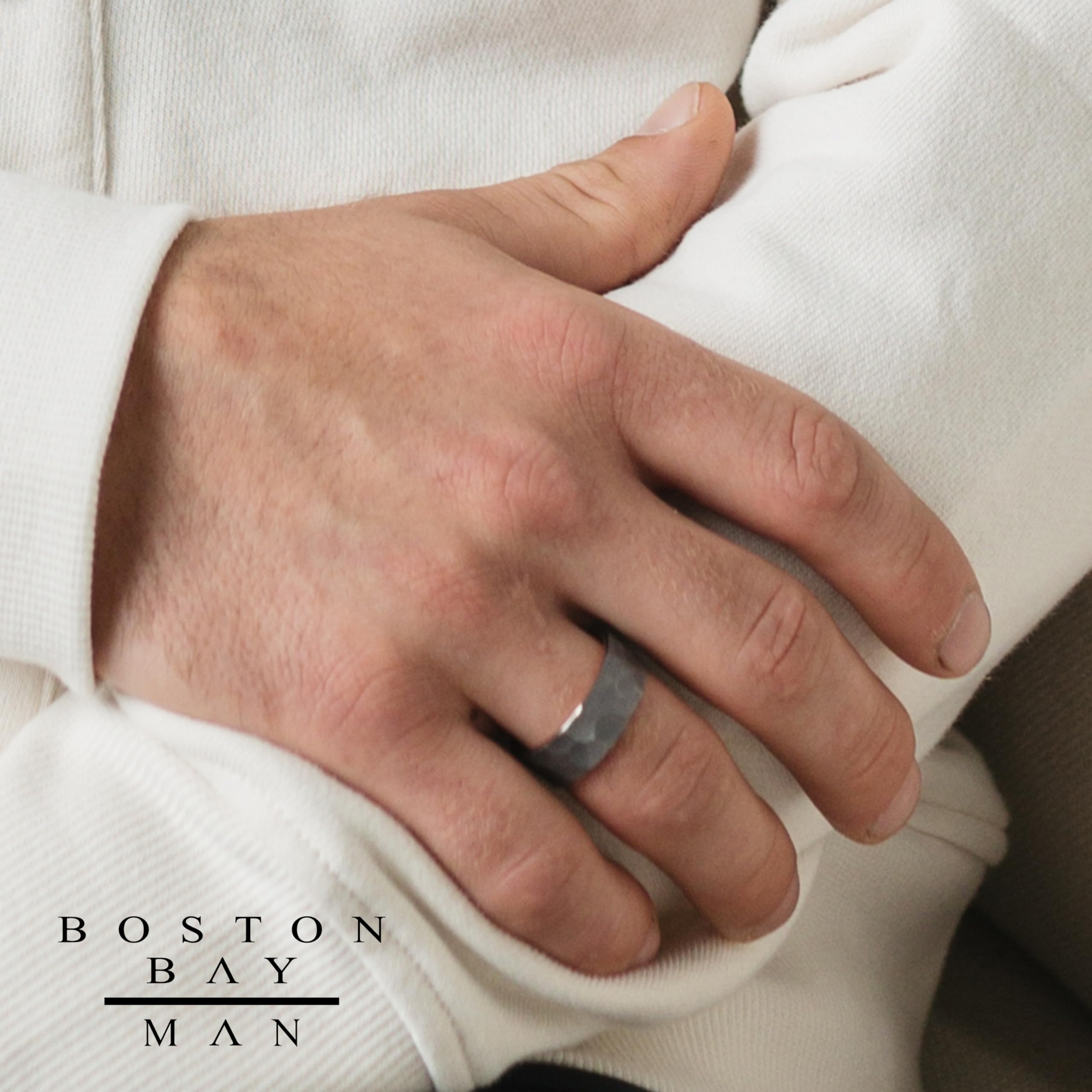 Boston Bay Diamonds Tantalum Comfort Fit Men's Wedding Band & Fashion Ring - 7mm & 8mm Width Options - Hypoallergenic Durable Metal for Everyday Wear - Perfect for Weddings, Anniversaries & Special Occasions