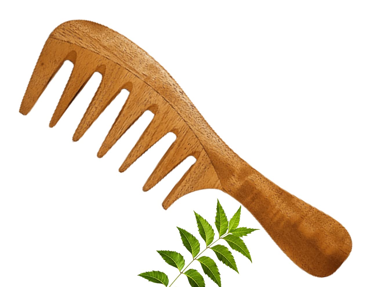 Organic Neem Wooden Comb for Women - Wide Tooth Detangling Comb for Curly Hair, Promotes Hair Growth & Reduces Dandruff | Perfect for Daily Hair Care, Travel & Natural Hair Maintenance