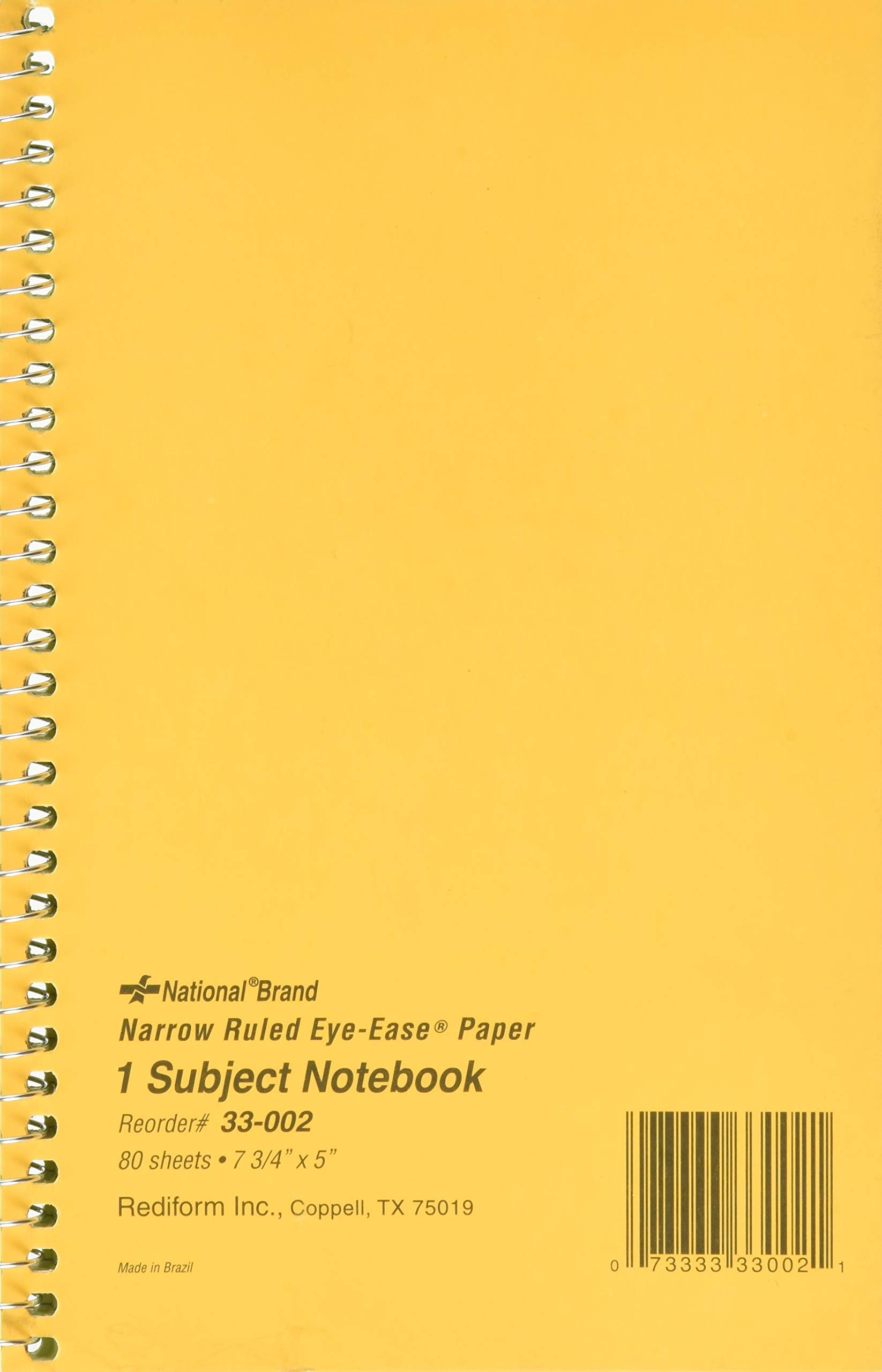 Premium National Single-Subject Wirebound Notebooks - Narrow Rule, 80 Sheets (7.75 x 5 Inches), Brown Paperboard Cover - Perfect for School, Office & Journaling