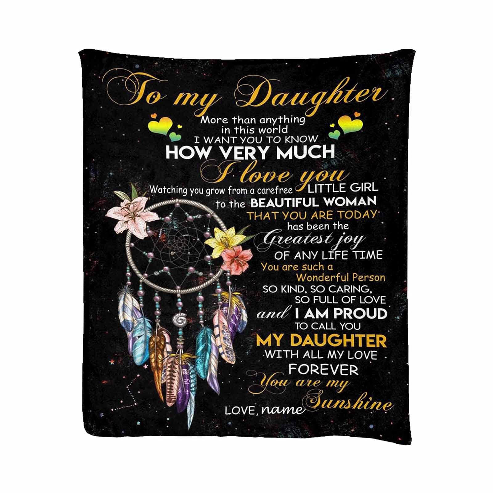 Personalized Custom Name Blanket for Daughter - Gift from Mom & Dad - 40
