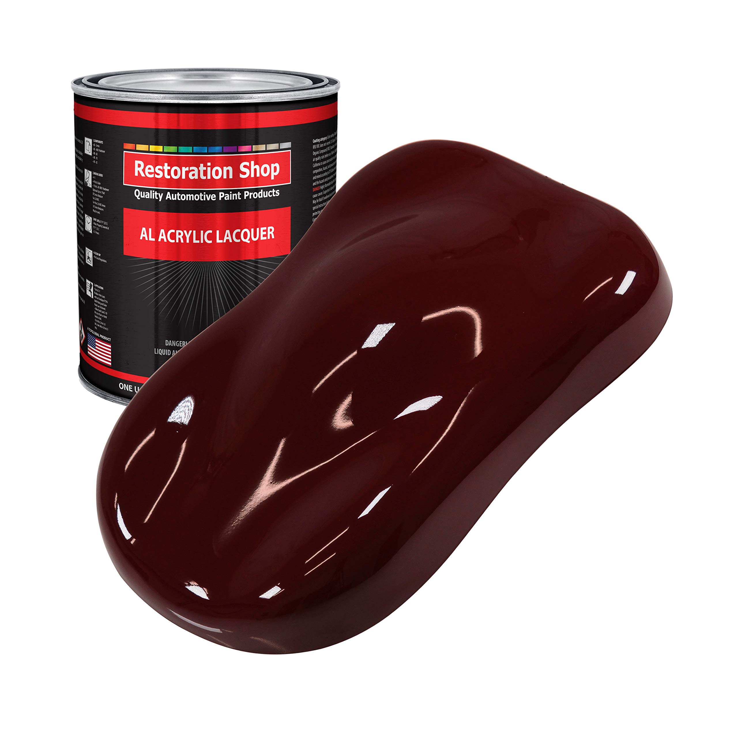 Restoration Shop - Carmine Red Acrylic Lacquer Auto Paint (1 Gallon) - Professional Gloss Finish for Cars, Trucks, Guitars & Furniture - Ideal for Automotive Refinishing, DIY Projects & Custom Coatings