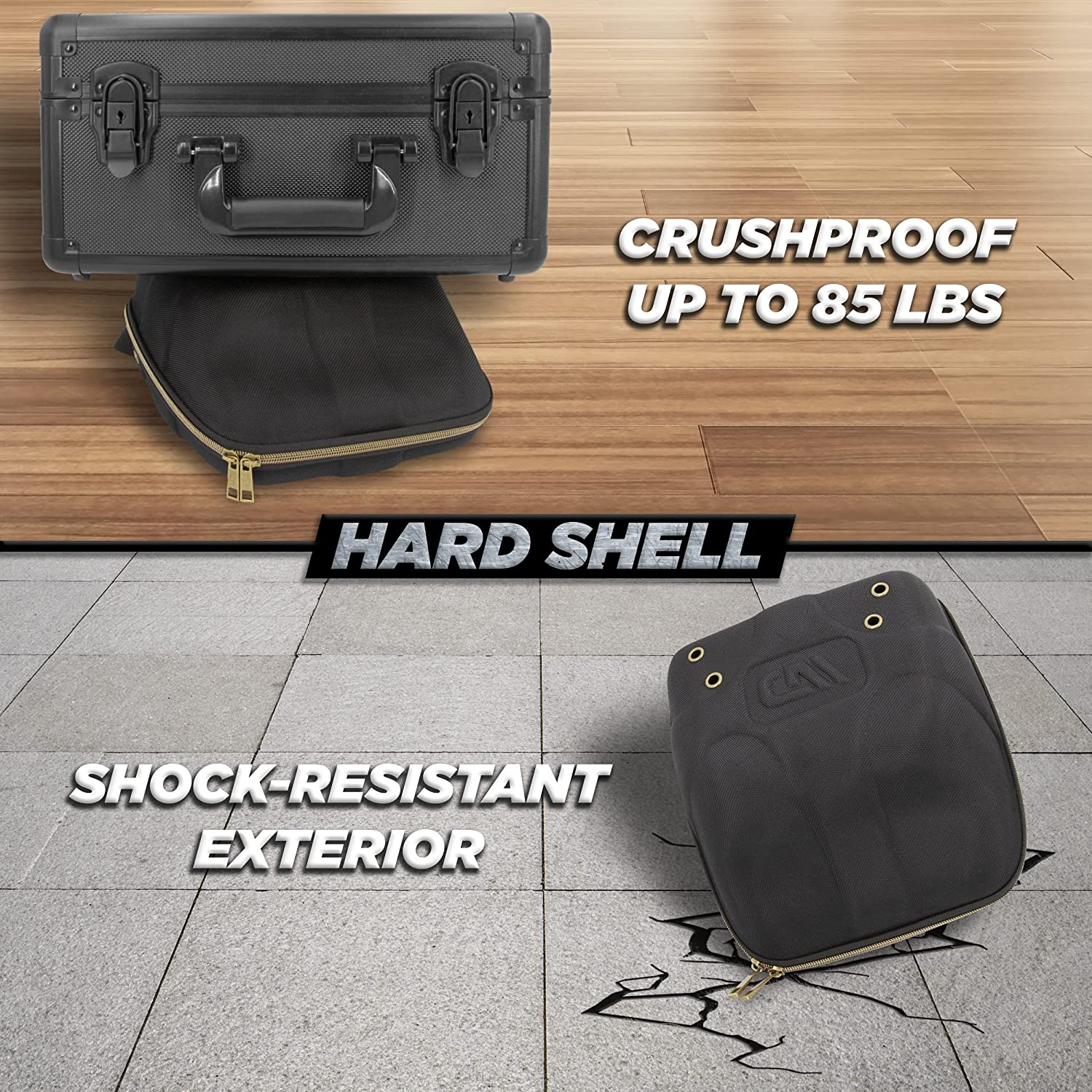 CASEMATIX Hard Shell Baseball Cap Travel Case - Holds 4 Hats with Carabiner & Handle - Portable Hat Storage Organizer for Travel, Sports, and Outdoor Adventures