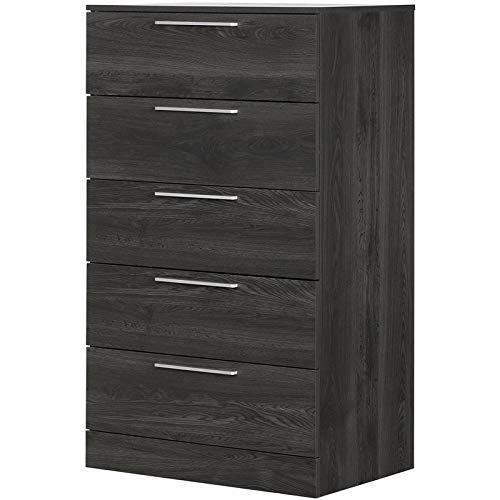 Pemberly Row 5-Drawer Dresser - Small Wooden Bedroom Organizer Chest, Modern Closet Storage Tower in Dark Grey - Perfect for Bedroom, Nursery, or Dorm Organization