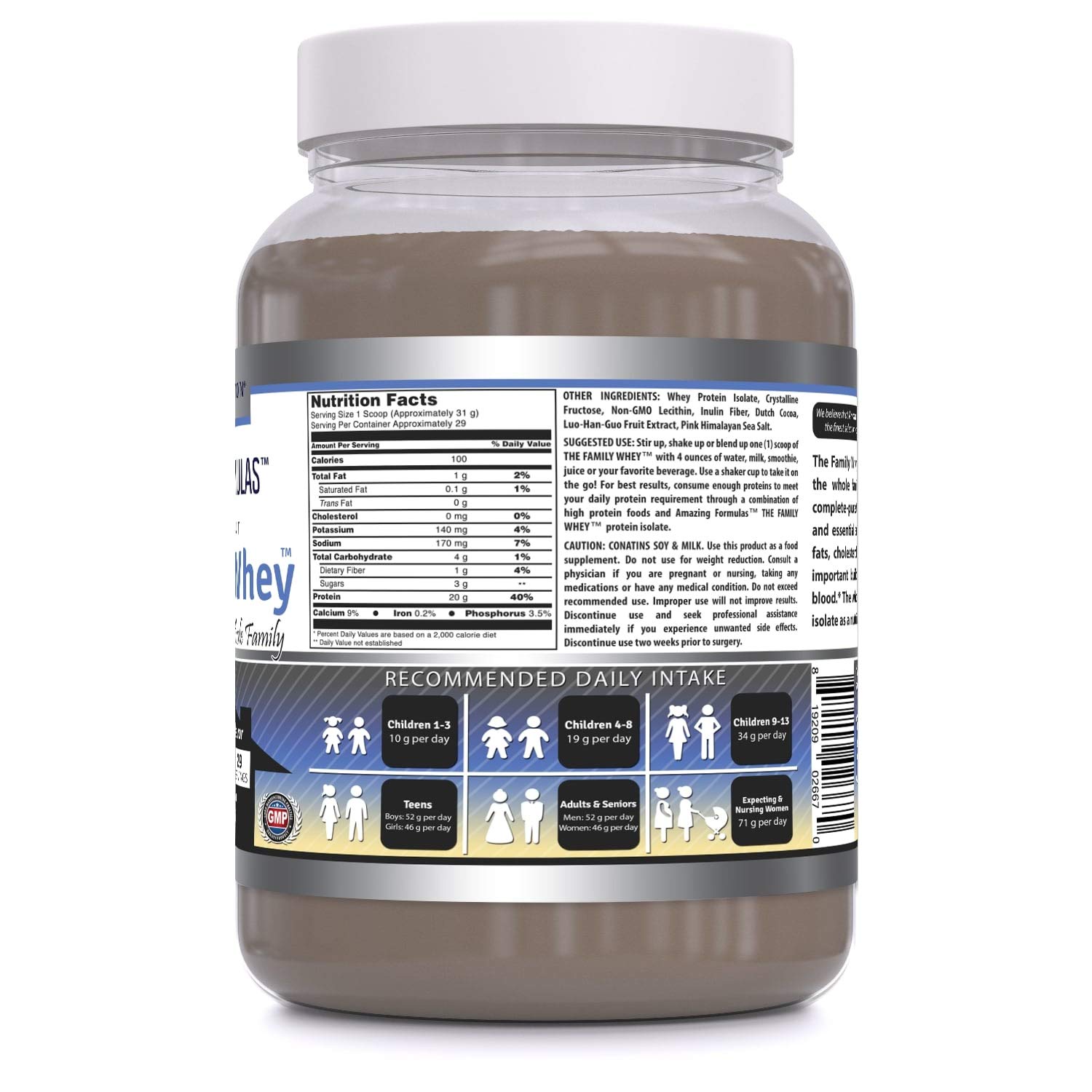Amazing Formulas The Family Whey Protein Isolate Powder - 2 lbs - Gluten Free, Cookie & Cream Flavor - Pure & Complete Protein for Muscle Recovery, Weight Management & Family Nutrition - Perfect for Smoothies, Baking & Post-Workout Shakes