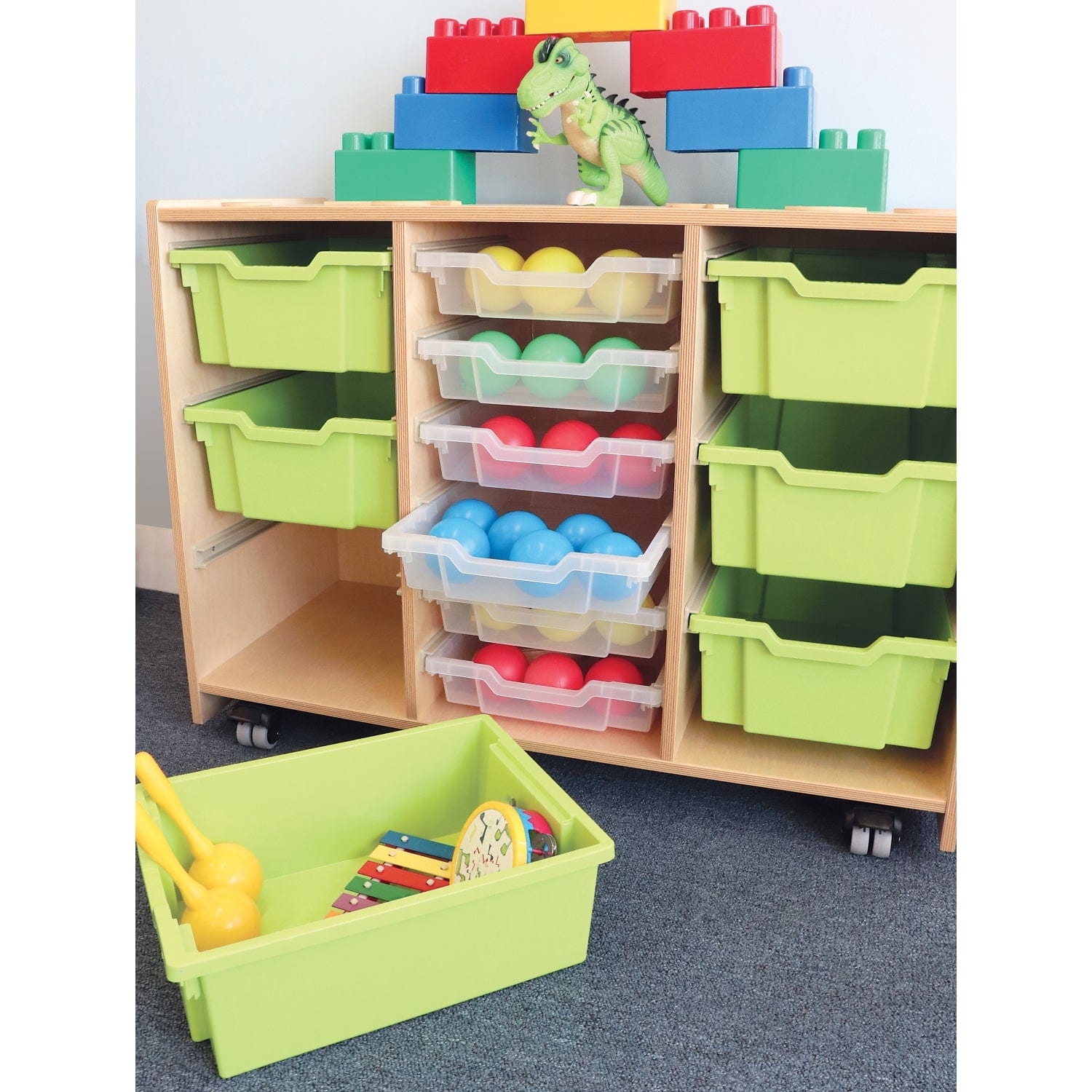 Whitney Plus Green Tray Storage Cabinet - Organize Kitchen, Bathroom or Office Supplies - Perfect for Home & Office Organization