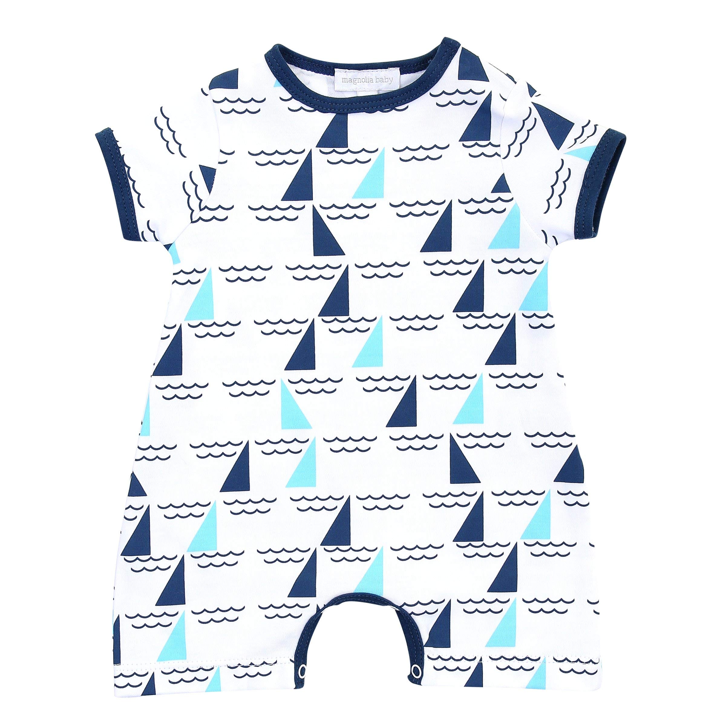 Magnolia Baby Boys' Regatta Printed Short Playsuit - Navy Blue Outfit for Summer Playdates & Beach Vacations