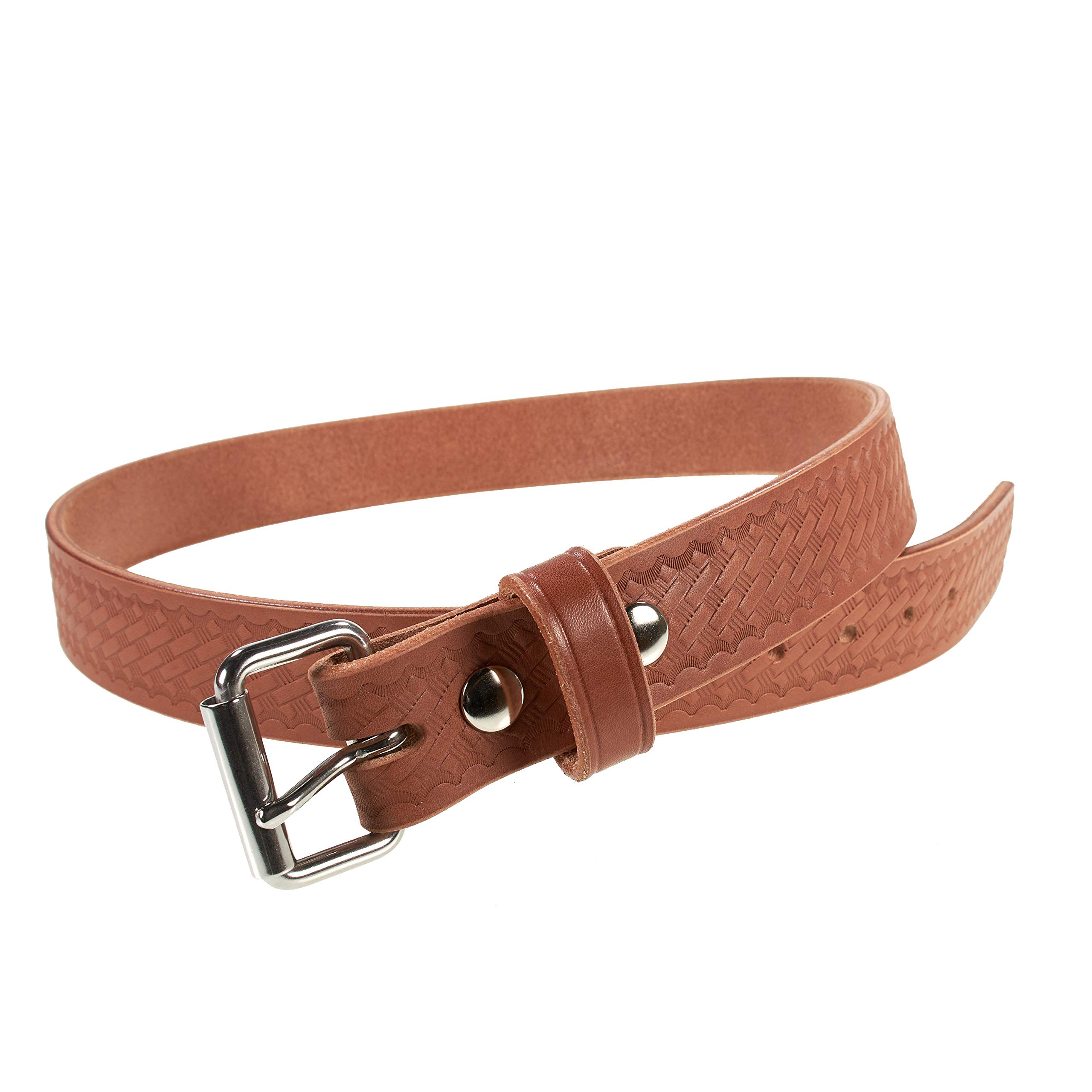 The Old Timer - Heavy Duty 14 oz. Leather Basketweave Embossed Concealed Carry CCW Gun Belt | Handmade in USA | Perfect for Everyday Wear, Outdoor Activities & Tactical Use
