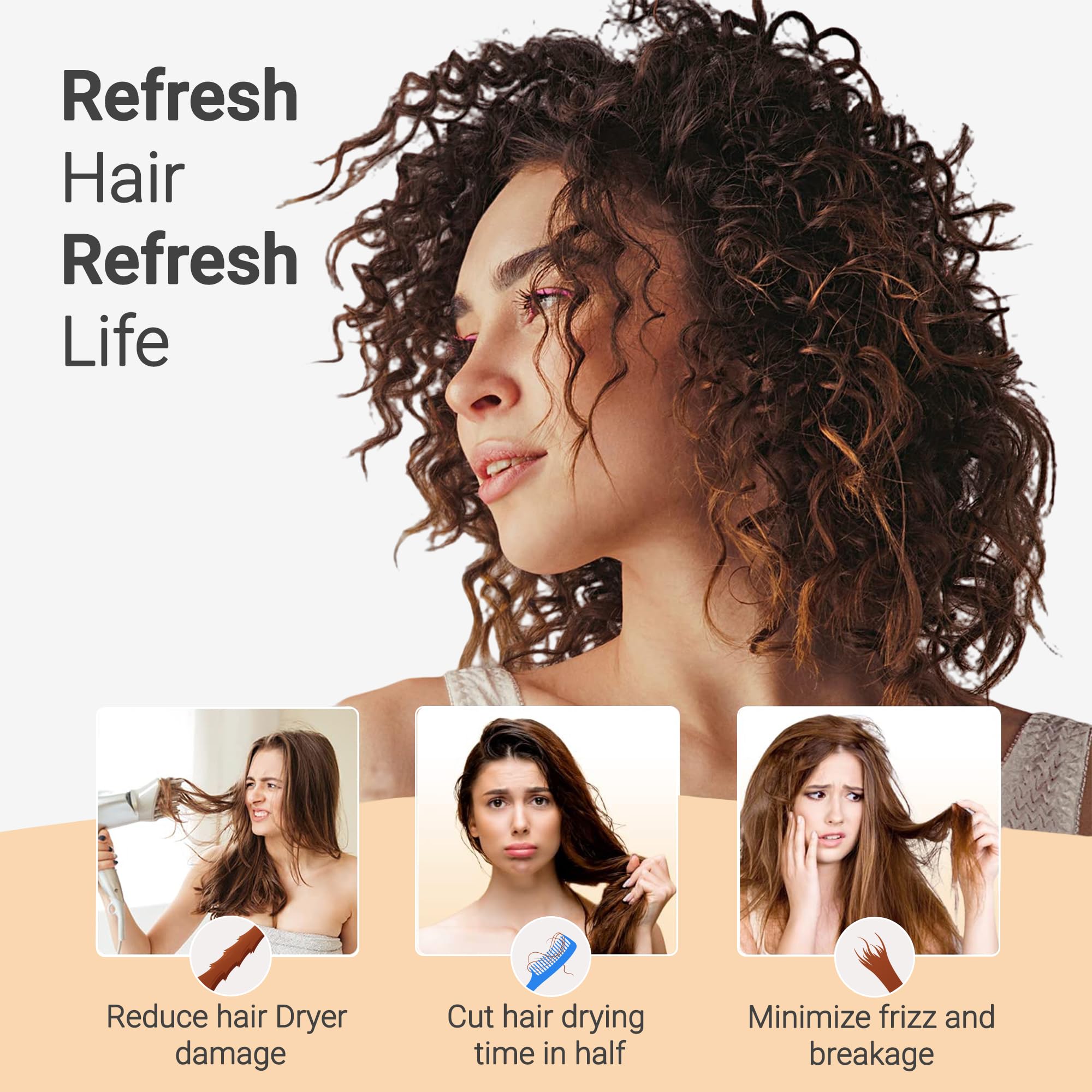 Fabrilore Premium Bamboo Hair Towel Wrap for Women - Soft & Absorbent Quick-Dry Hair Towel for Bath, Shower & Salon Use - White