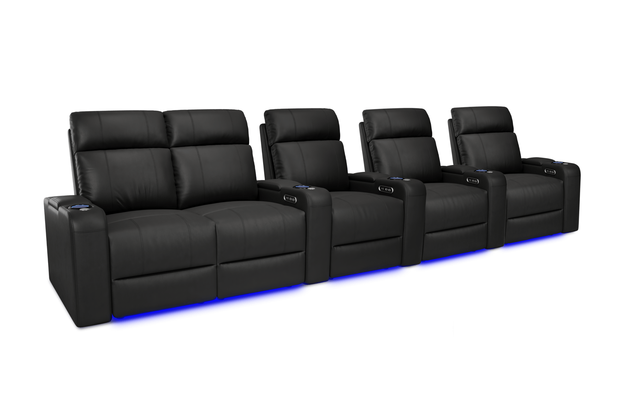 2025 New Piacenza Genuine Leather Home Theater Seating Set - Power Recliner with Adjustable Headrest, 5-Seater Loveseat (Left Side, Black) | Perfect for Home Cinema, Game Rooms & Luxury Home Entertainment