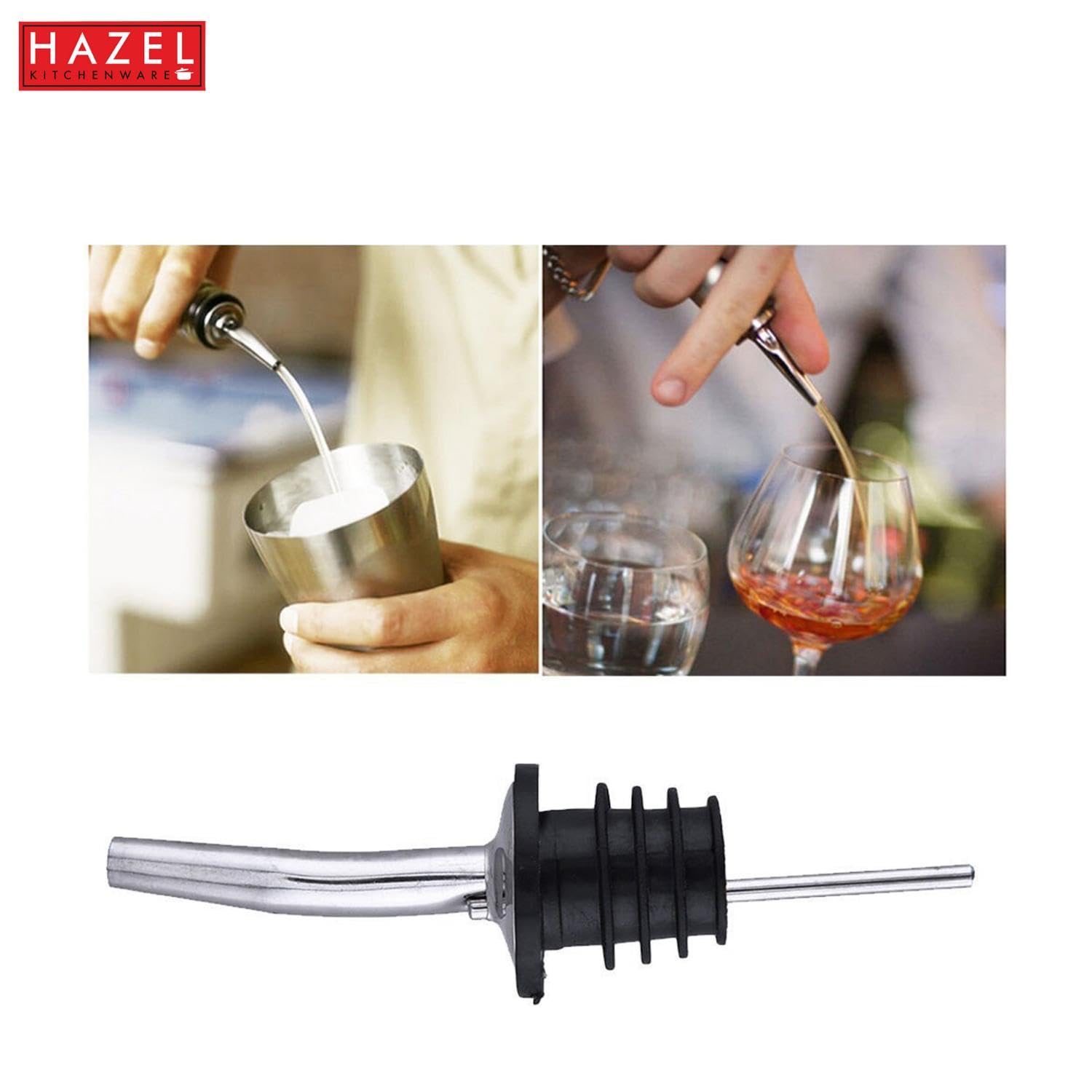 Premium HAZEL Stainless Steel Bottle Pourer - Universal Metal Wine/Liquor Pour Spout for Glass Bottles - Perfect for Bars, Restaurants & Home Entertaining
