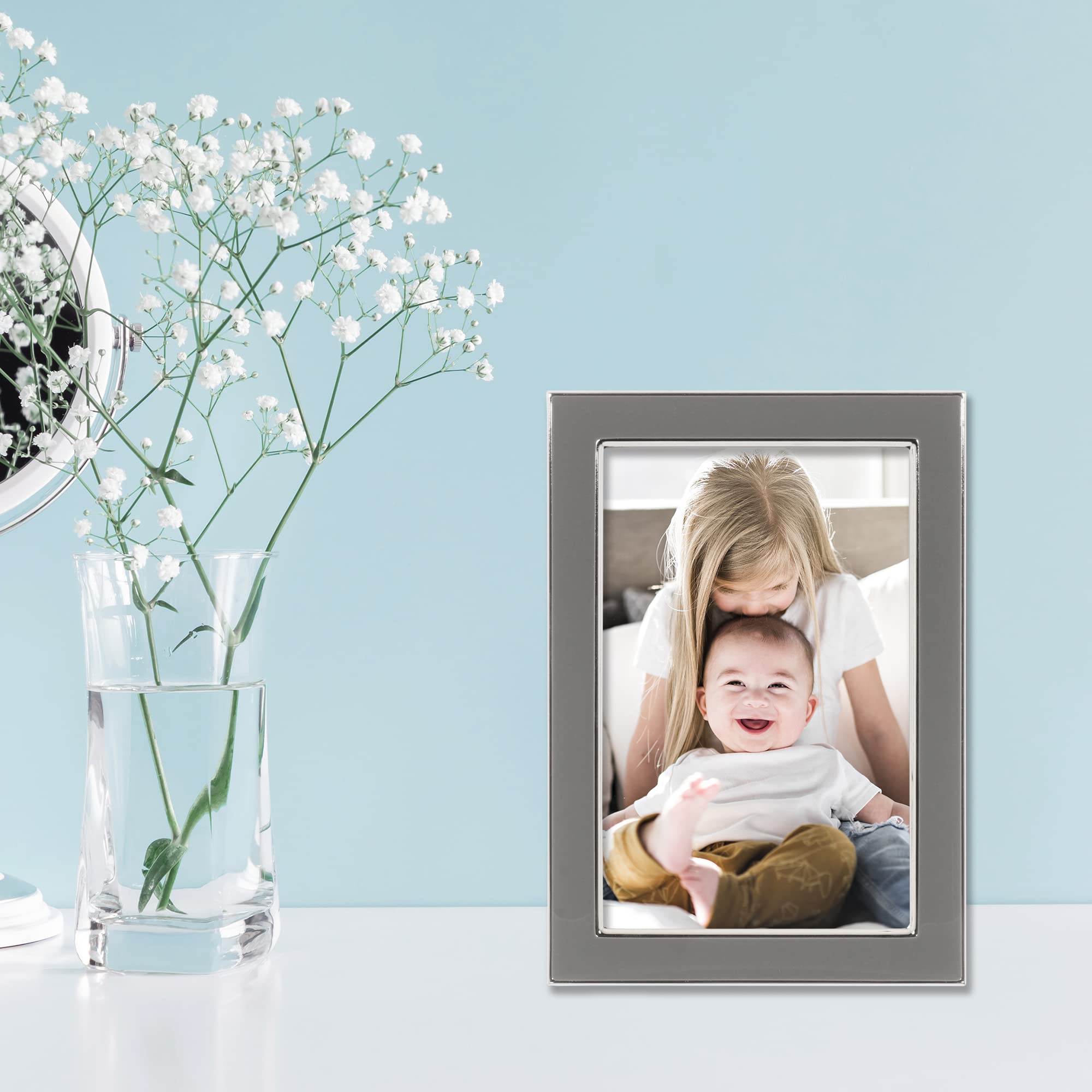 Lawrence Frames 4x6 Gray Metal and Enamel Picture Frame - Perfect for Home Decor, Office Display & Gift Giving