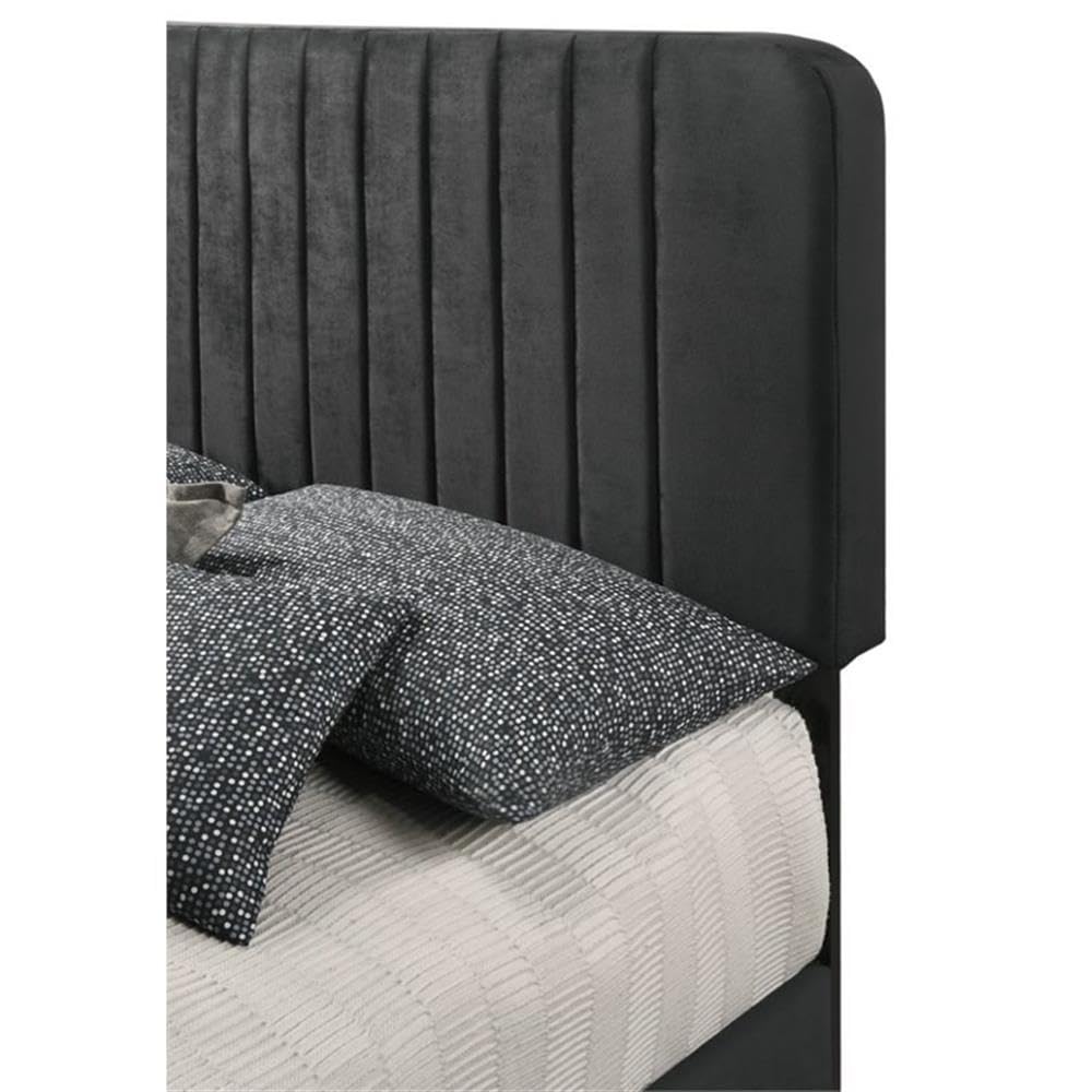 Glory Furniture Lodi Velvet Upholstered Queen Bed Frame in Black - Luxurious Modern Bedroom Furniture for Master Suite or Guest Room